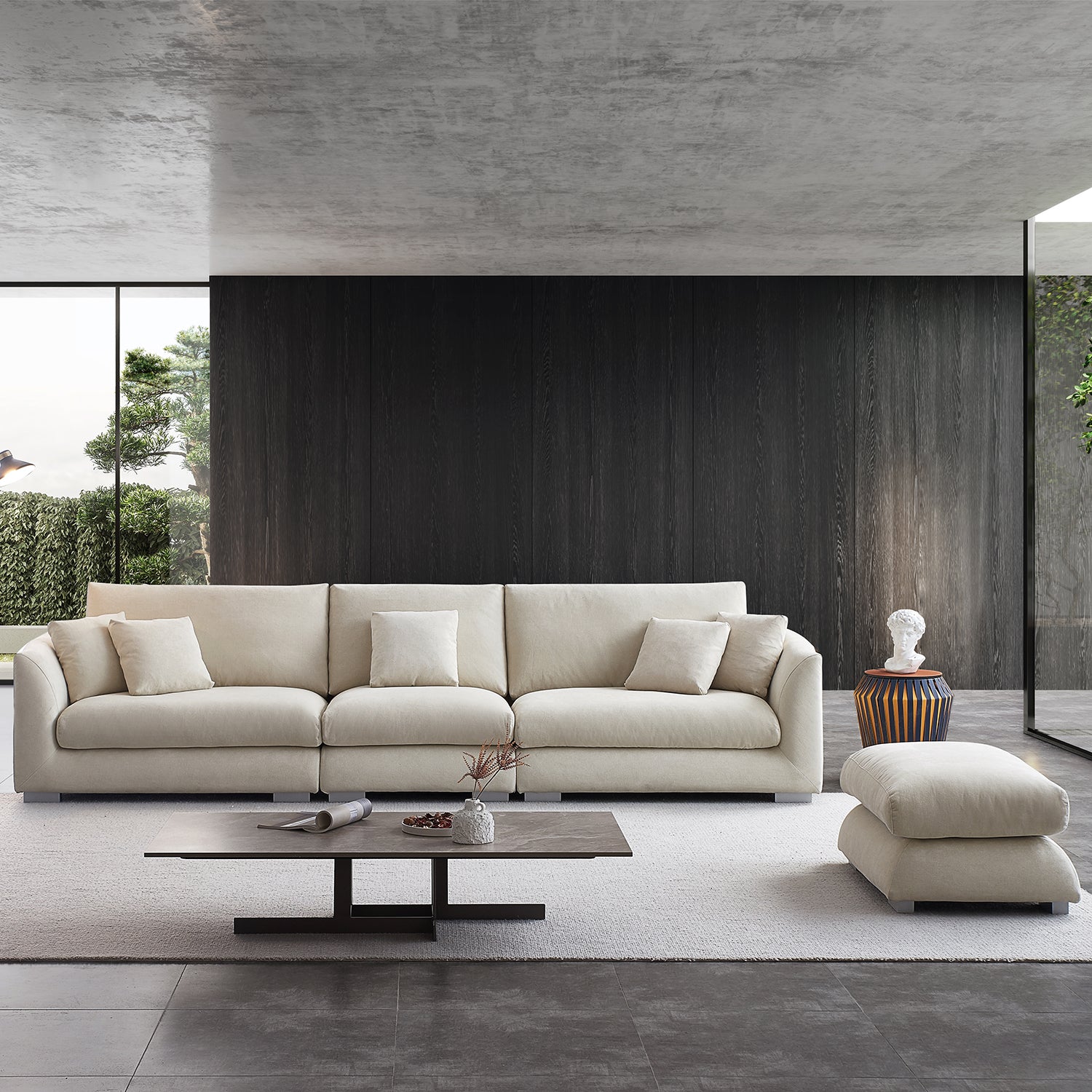 Feathers Sofa Ottoman 5 Seater Ottoman Beige