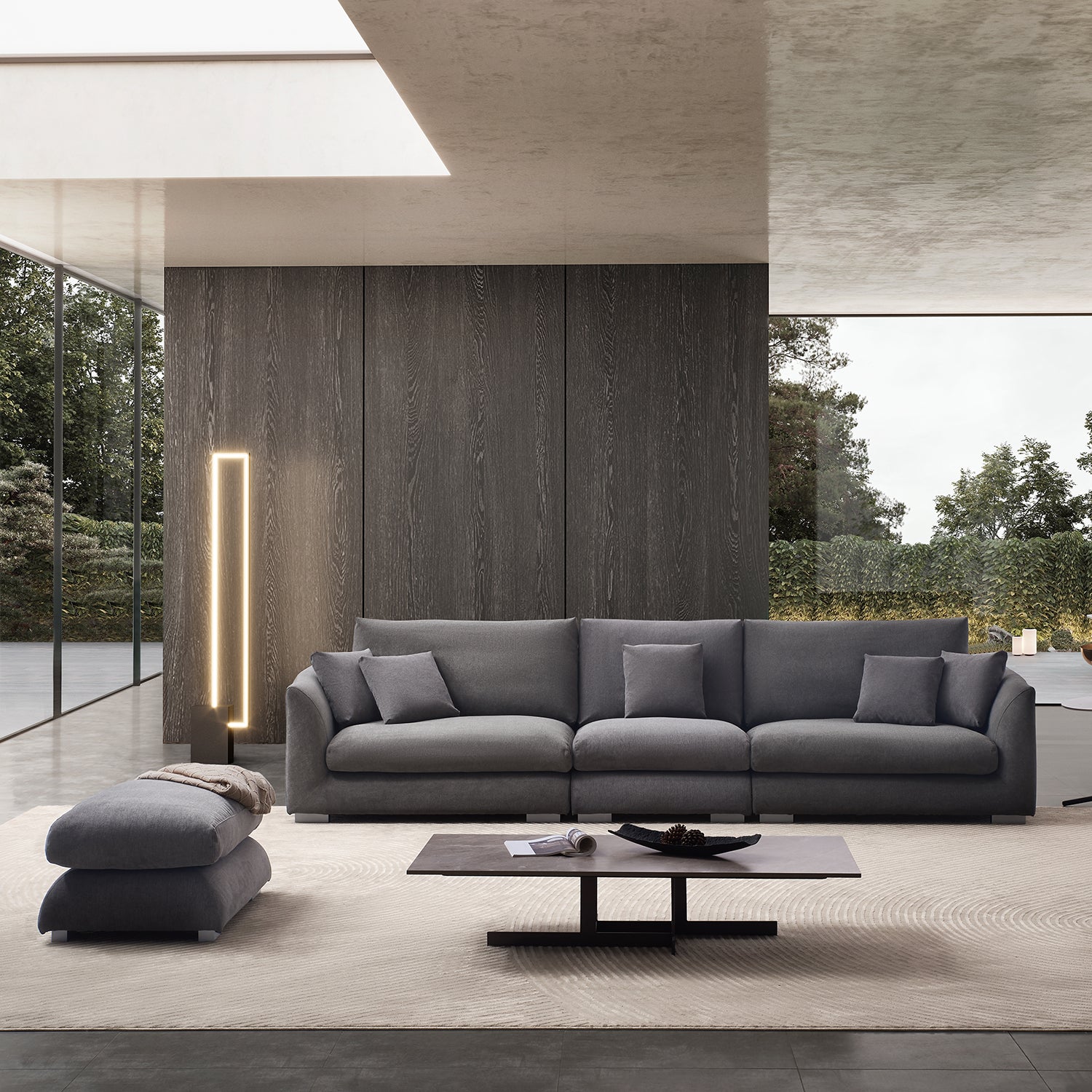 Feathers Sofa Ottoman 5 Seater Ottoman Grey