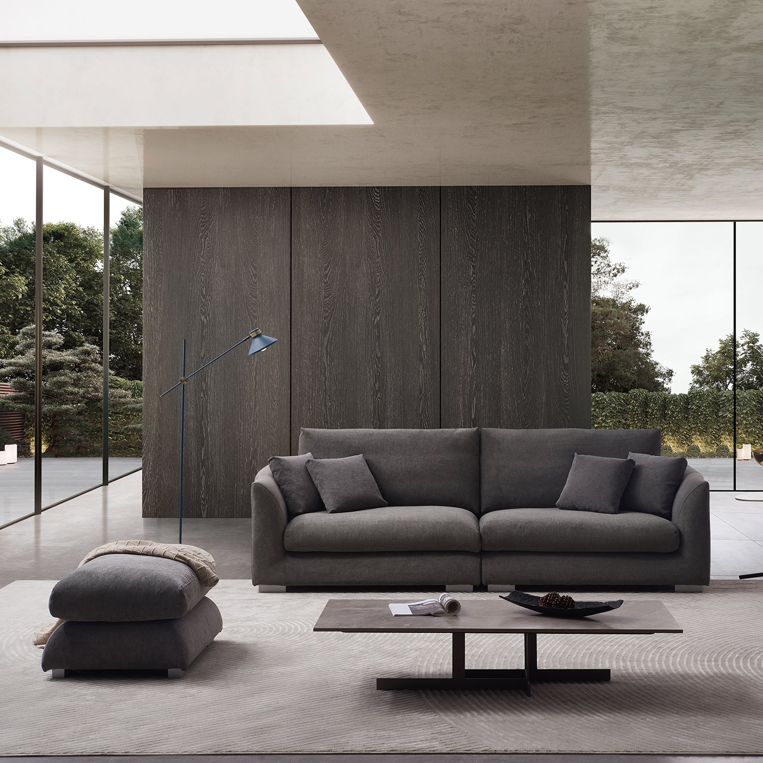 Feathers Sofa Ottoman 4 Seater Ottoman Grey