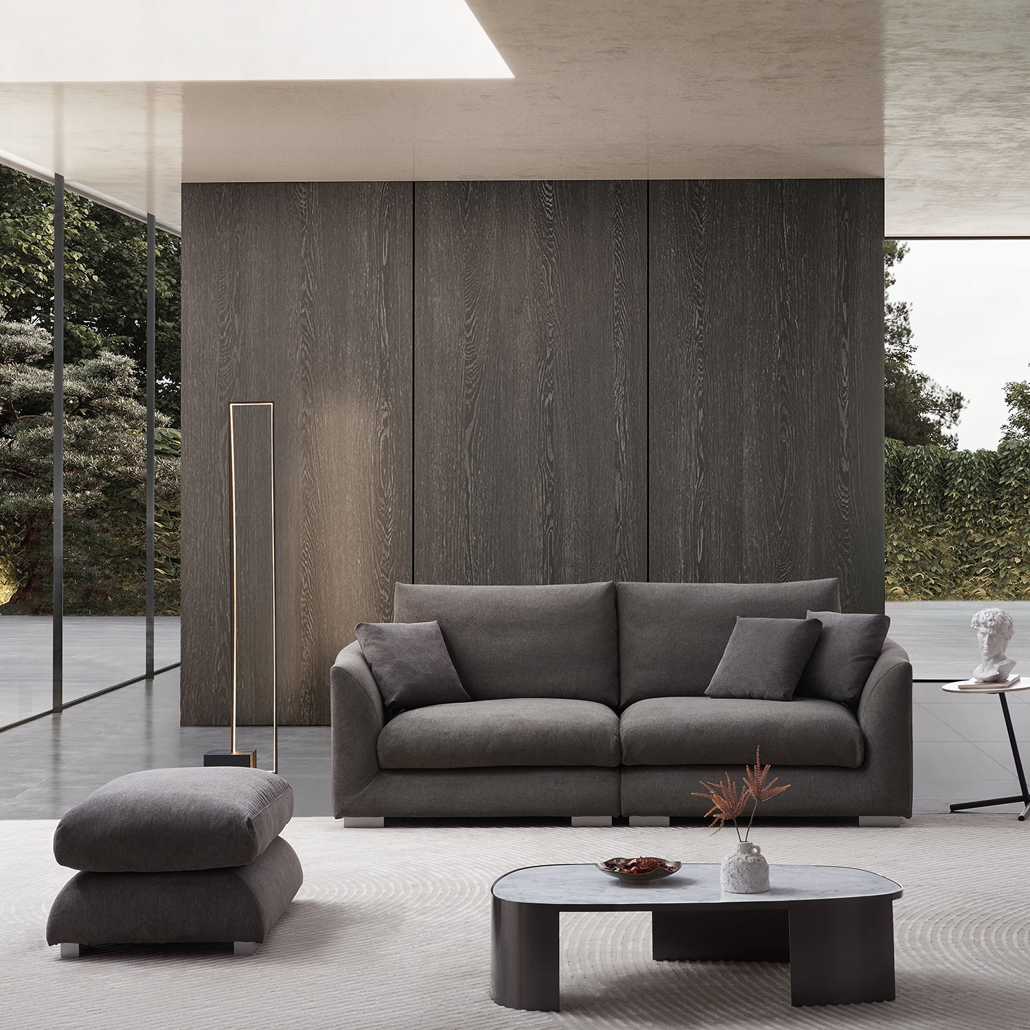 Feathers Sofa Ottoman 3 Seater Ottoman Grey