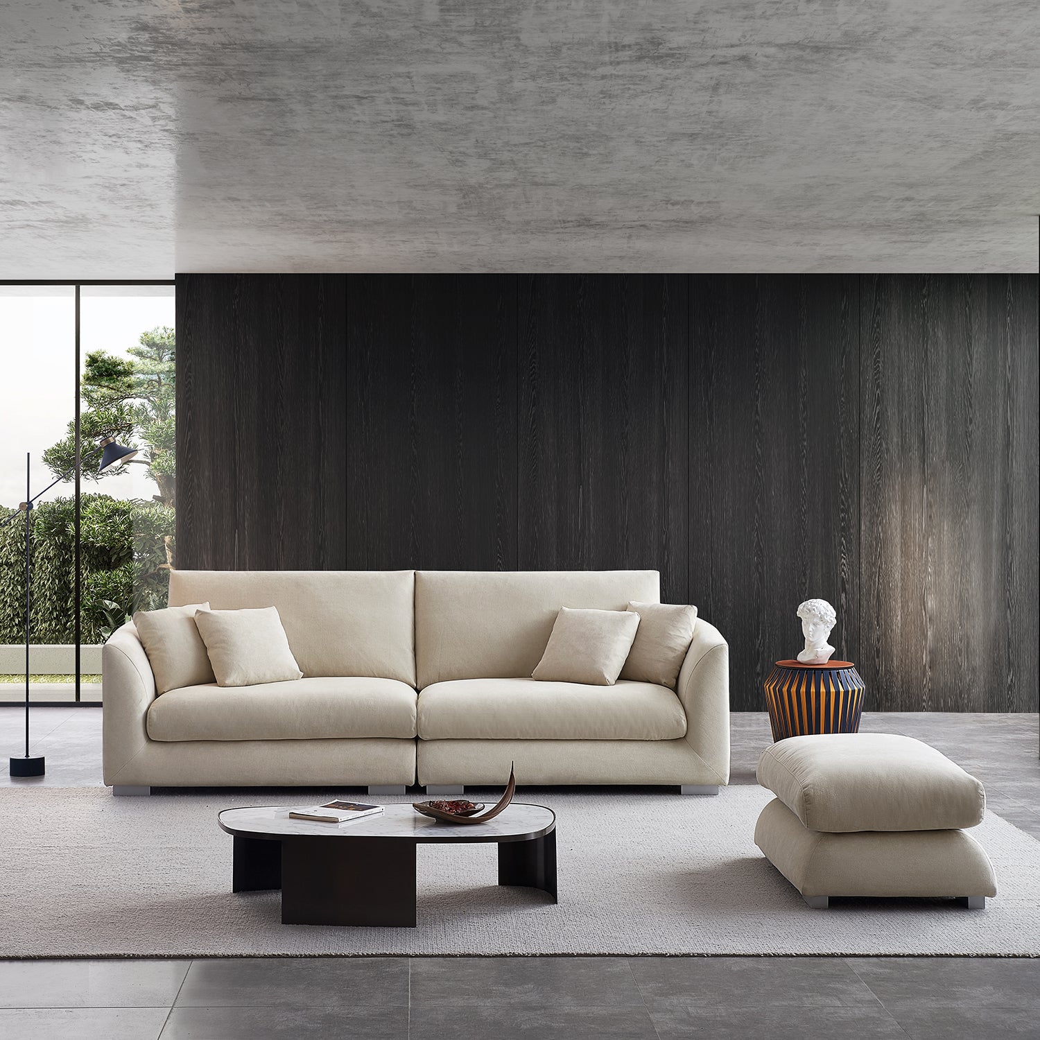 Feathers Sofa Ottoman 4 Seater Ottoman Beige