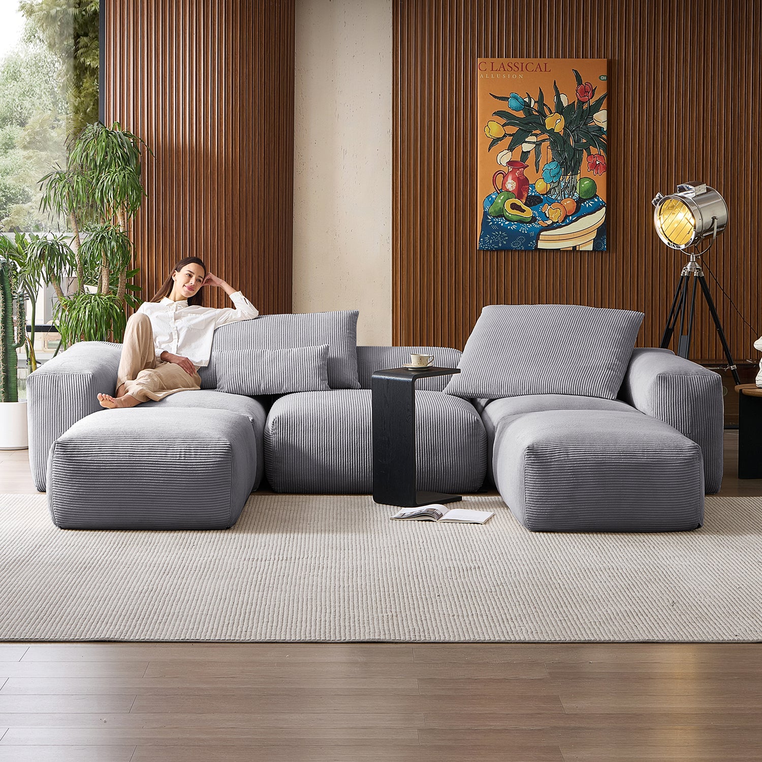 Mellow Extra Deep U Sectional with Ottoman