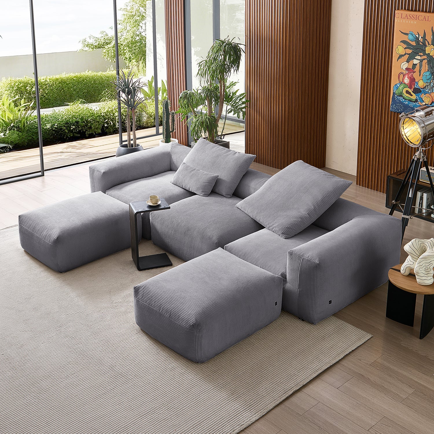 Mellow Extra Deep U Sectional with Ottoman