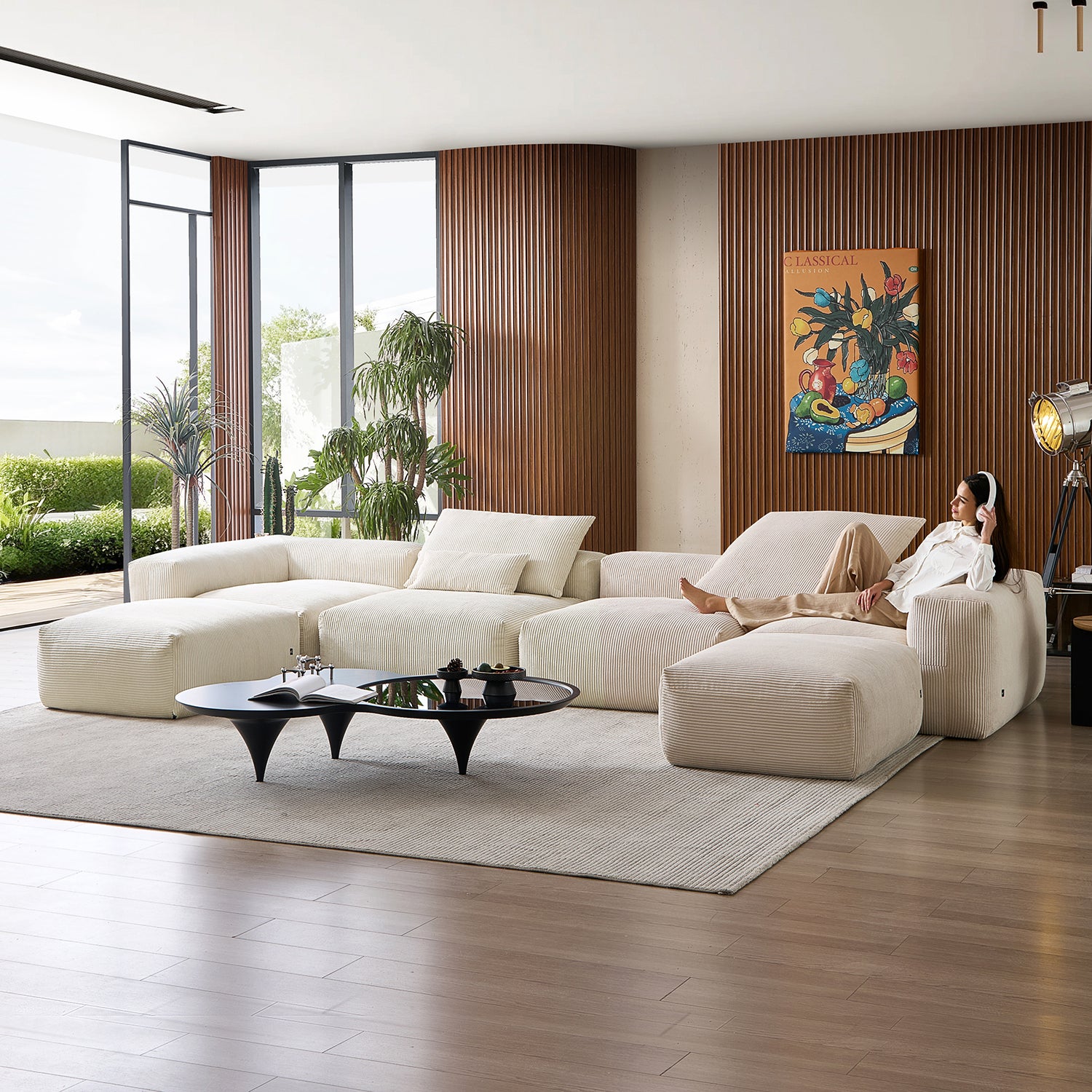 Mellow Extra Deep U Sectional with Ottoman