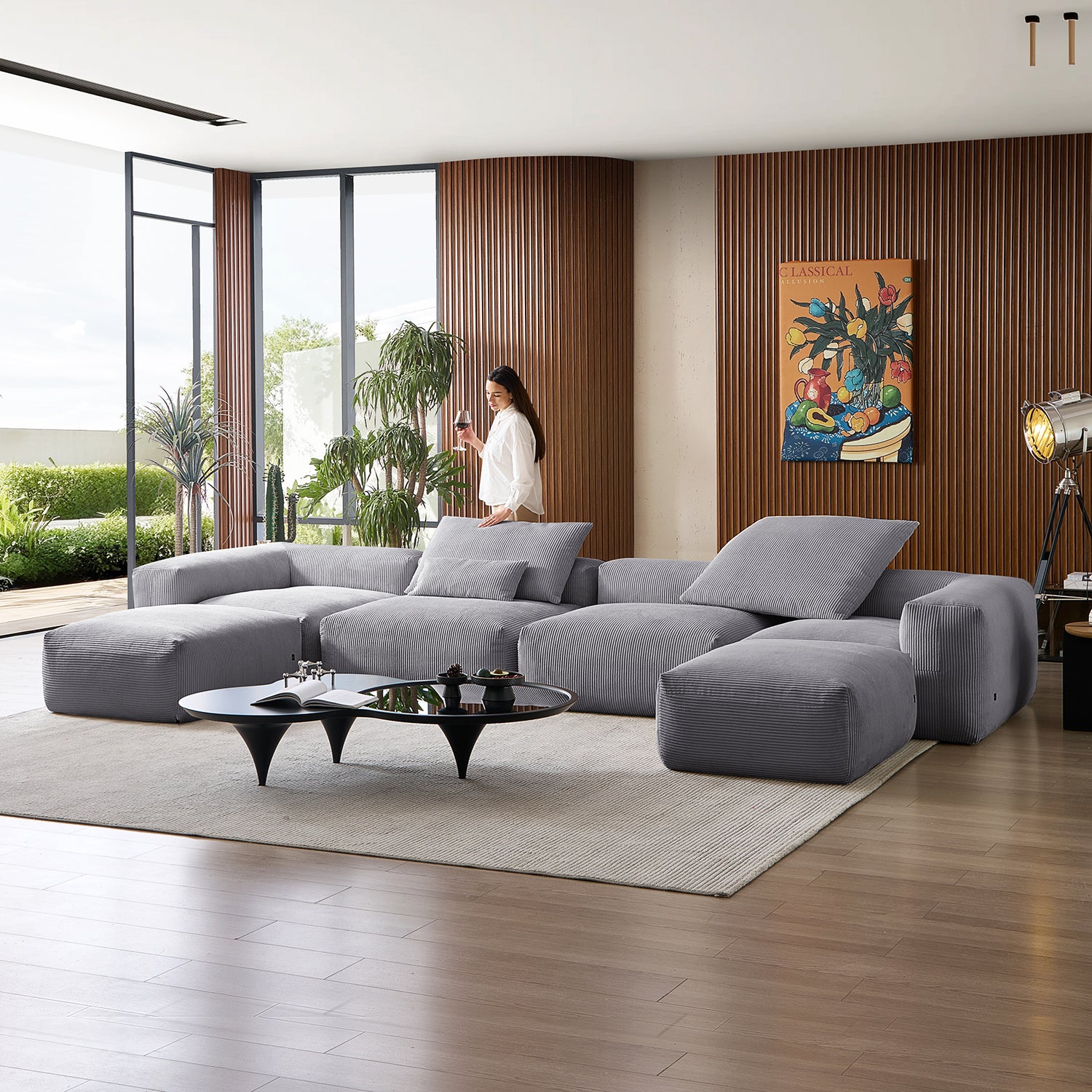 Mellow Extra Deep U Sectional with Ottoman