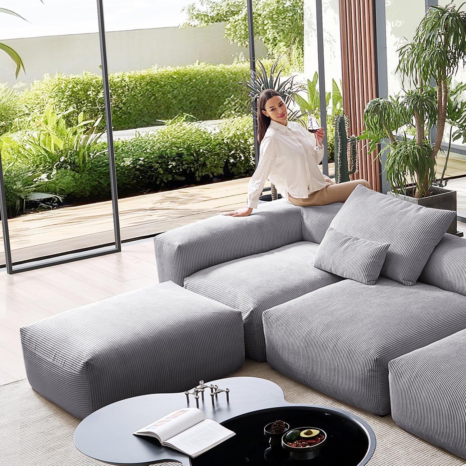 Mellow Extra Deep U Sectional with Ottoman