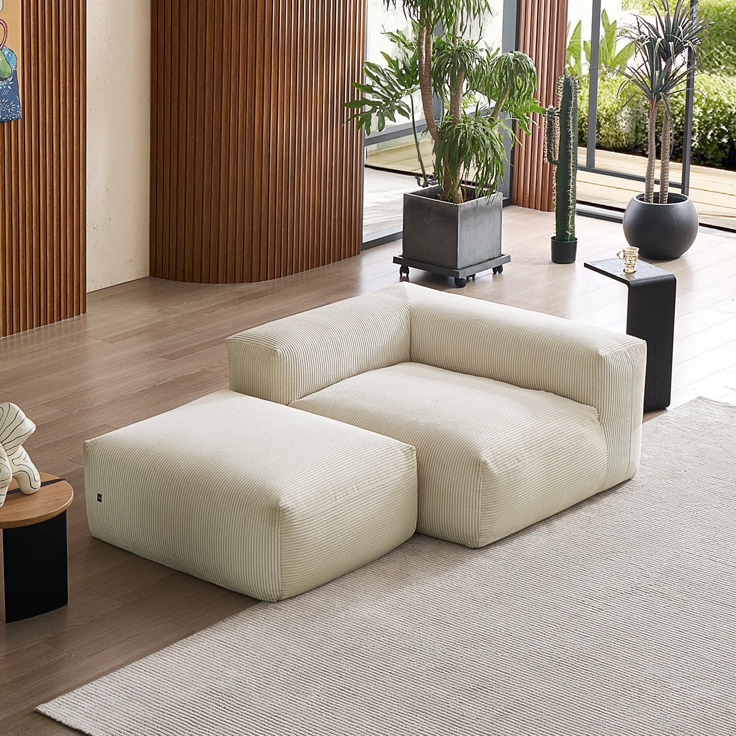 Mellow Half-Closed Sectional with Ottoman