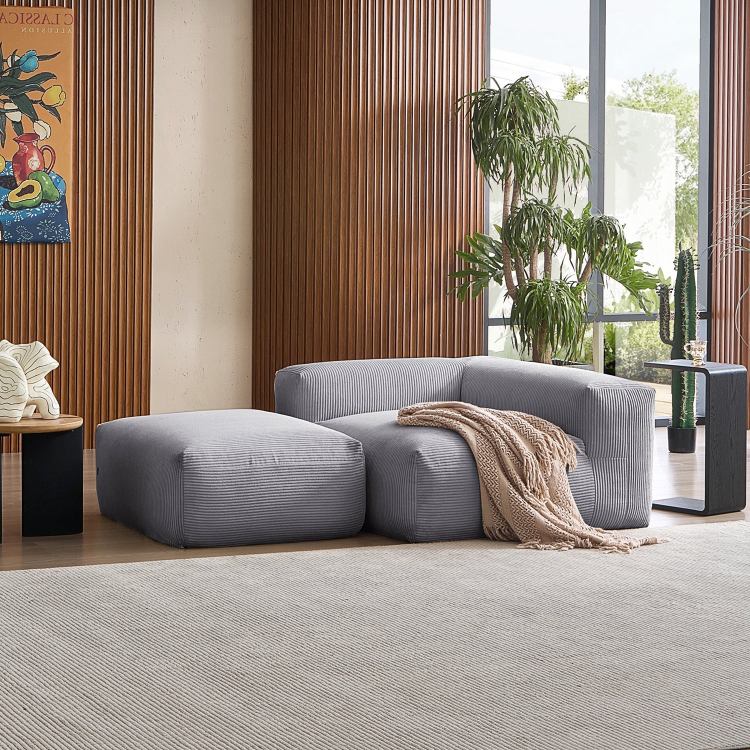 Mellow Half-Closed Sectional with Ottoman