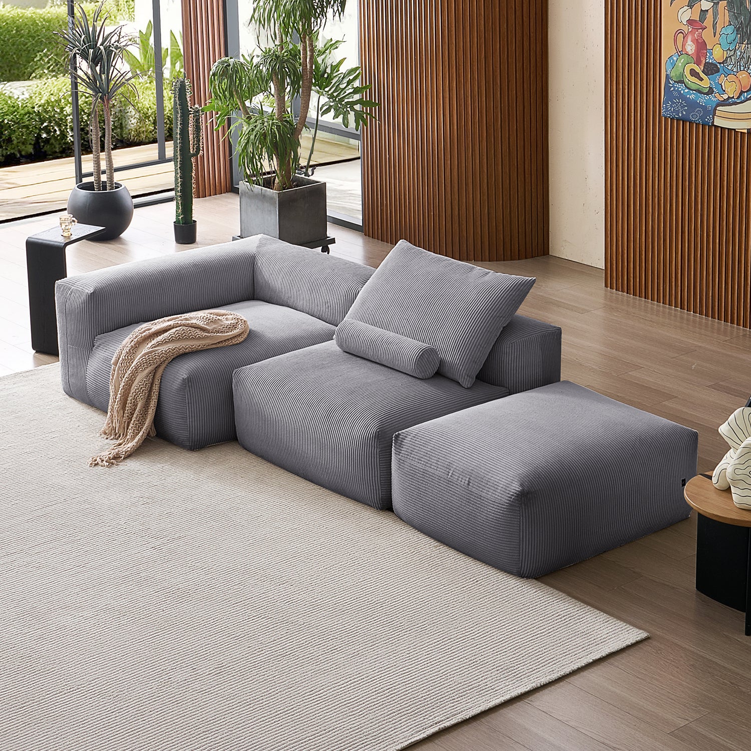 Mellow Half-Closed Sectional with Ottoman