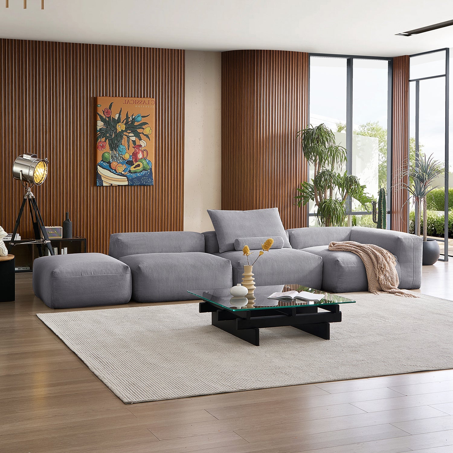 Mellow Half-Closed Sectional with Ottoman