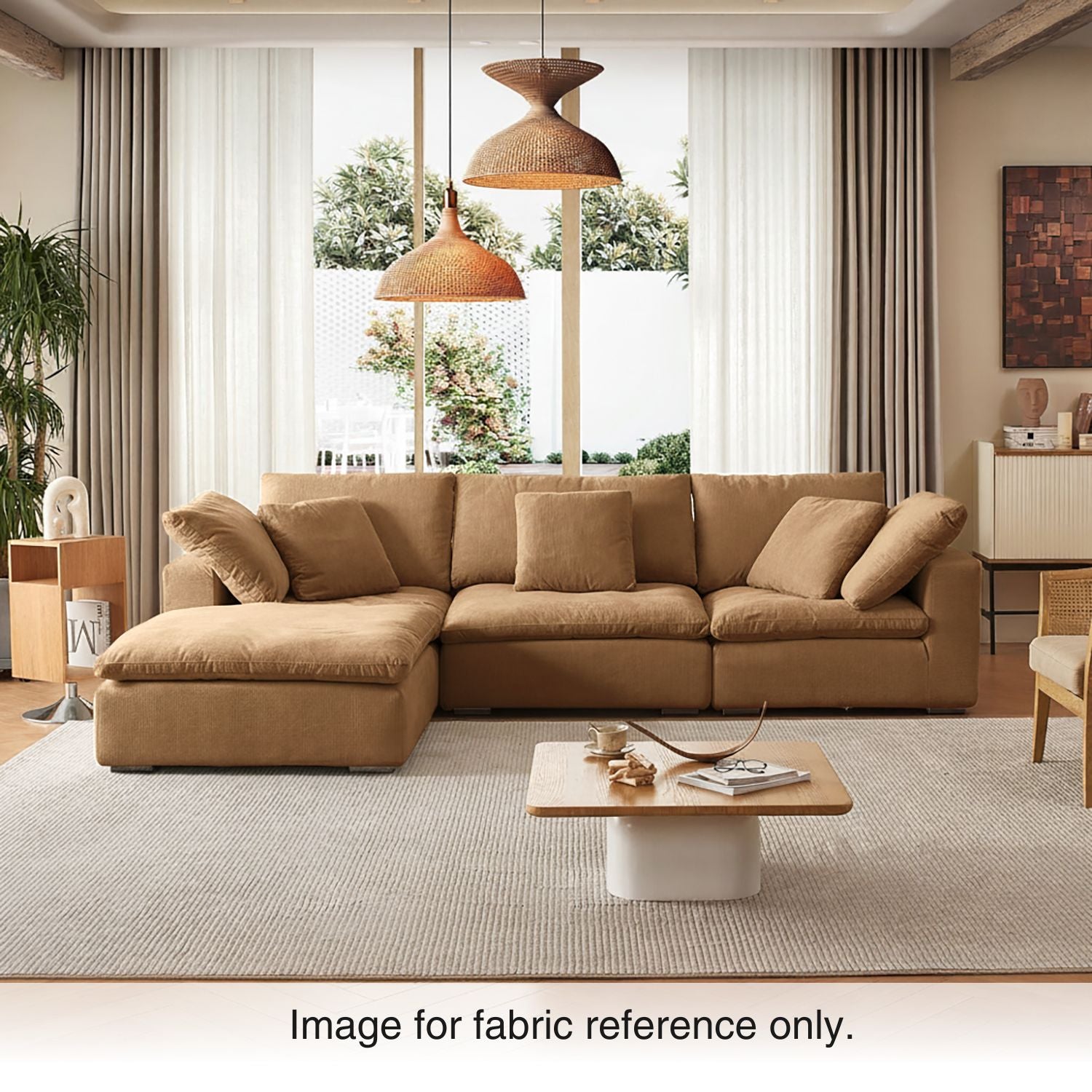 Mocha brown velvet couch by Mario Capasa, a luxe upholstery sofa for warm modern living room interiors.