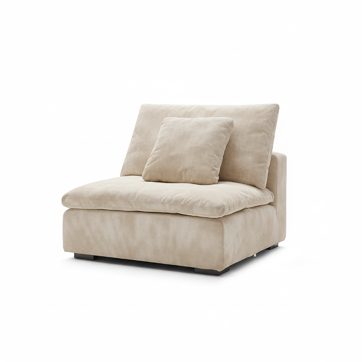 Beige armchair with a pillow on a white background