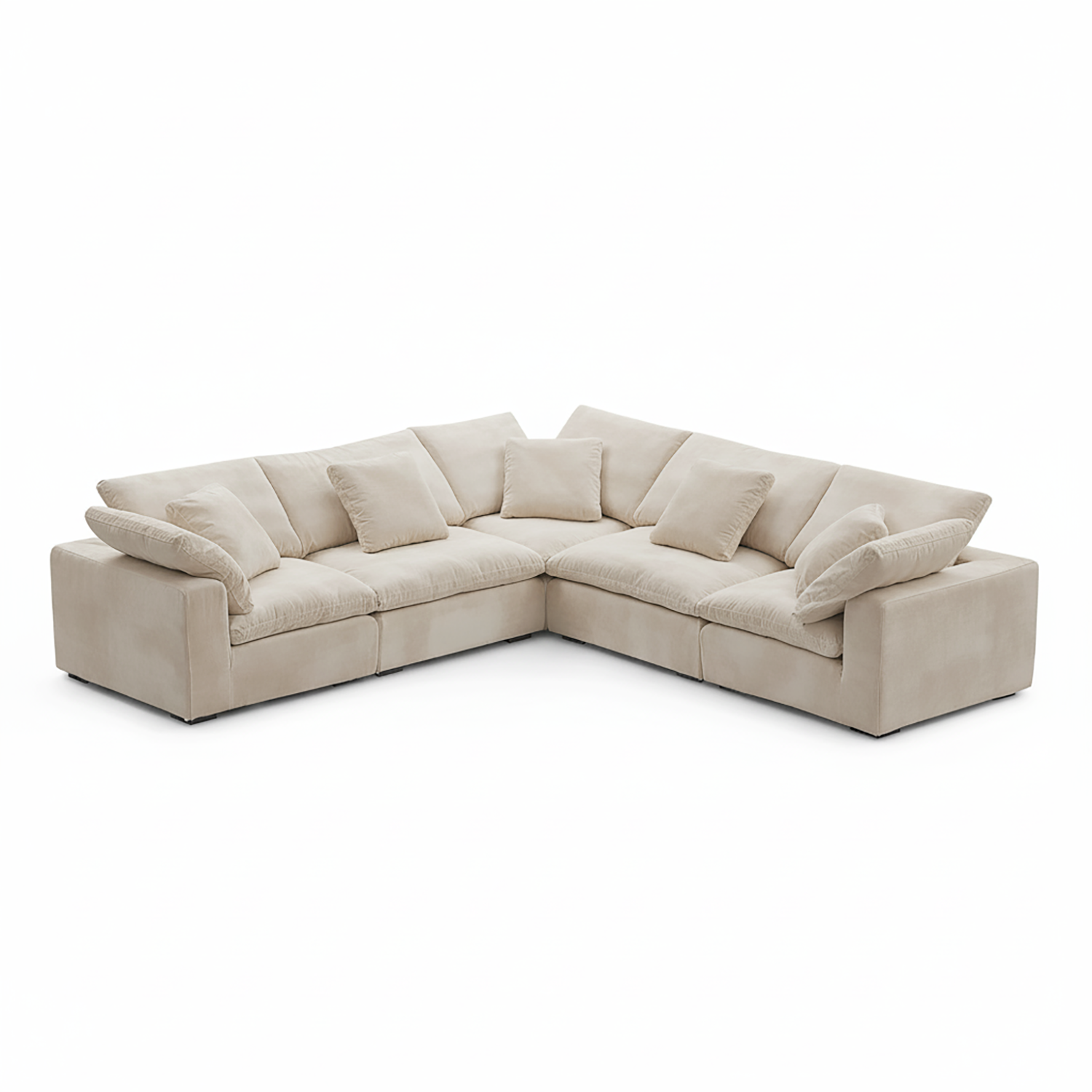Beige sectional sofa on a white background