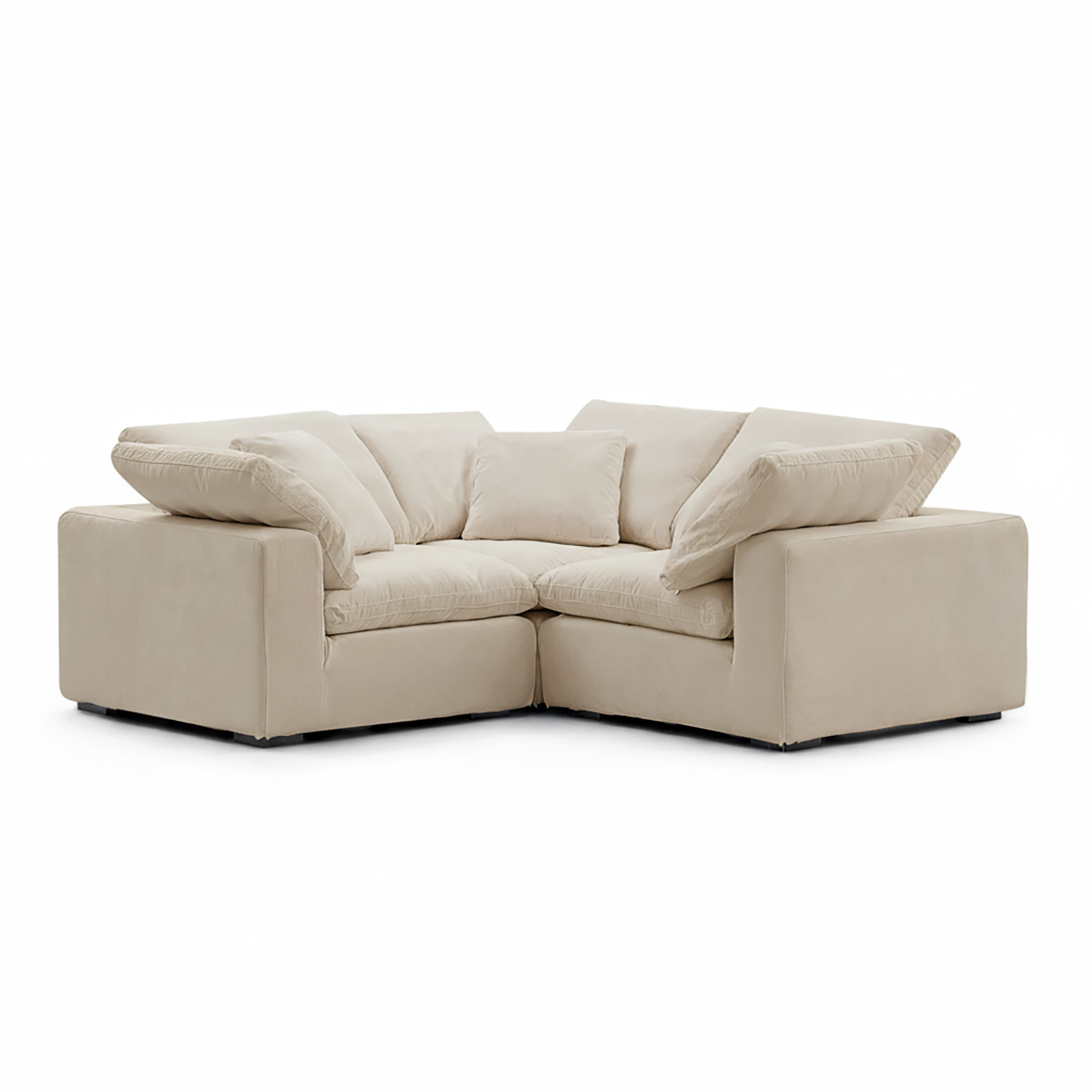 Beige sectional sofa on a white background