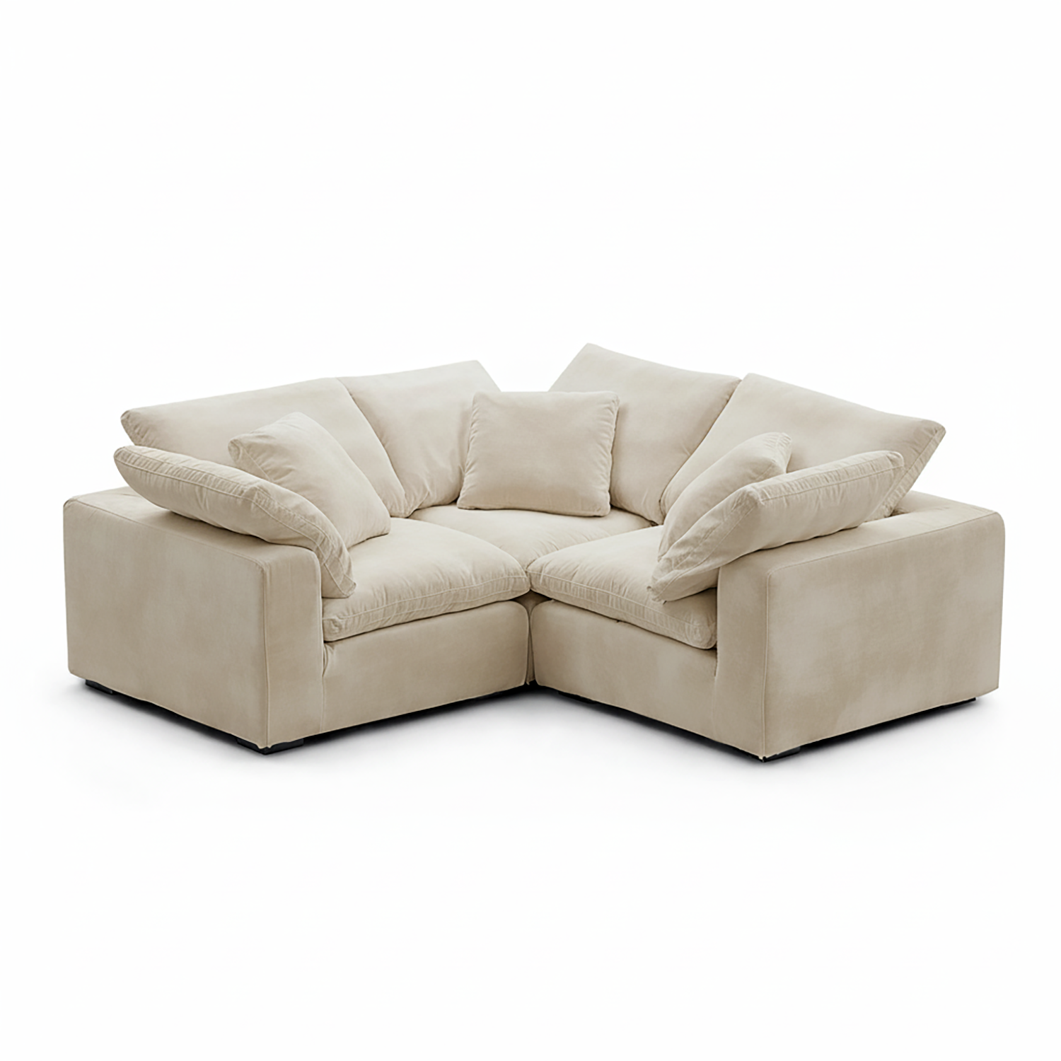 Beige sectional sofa on a white background