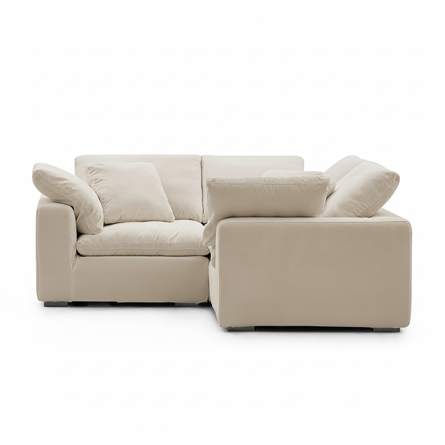 Beige sectional sofa on a white background