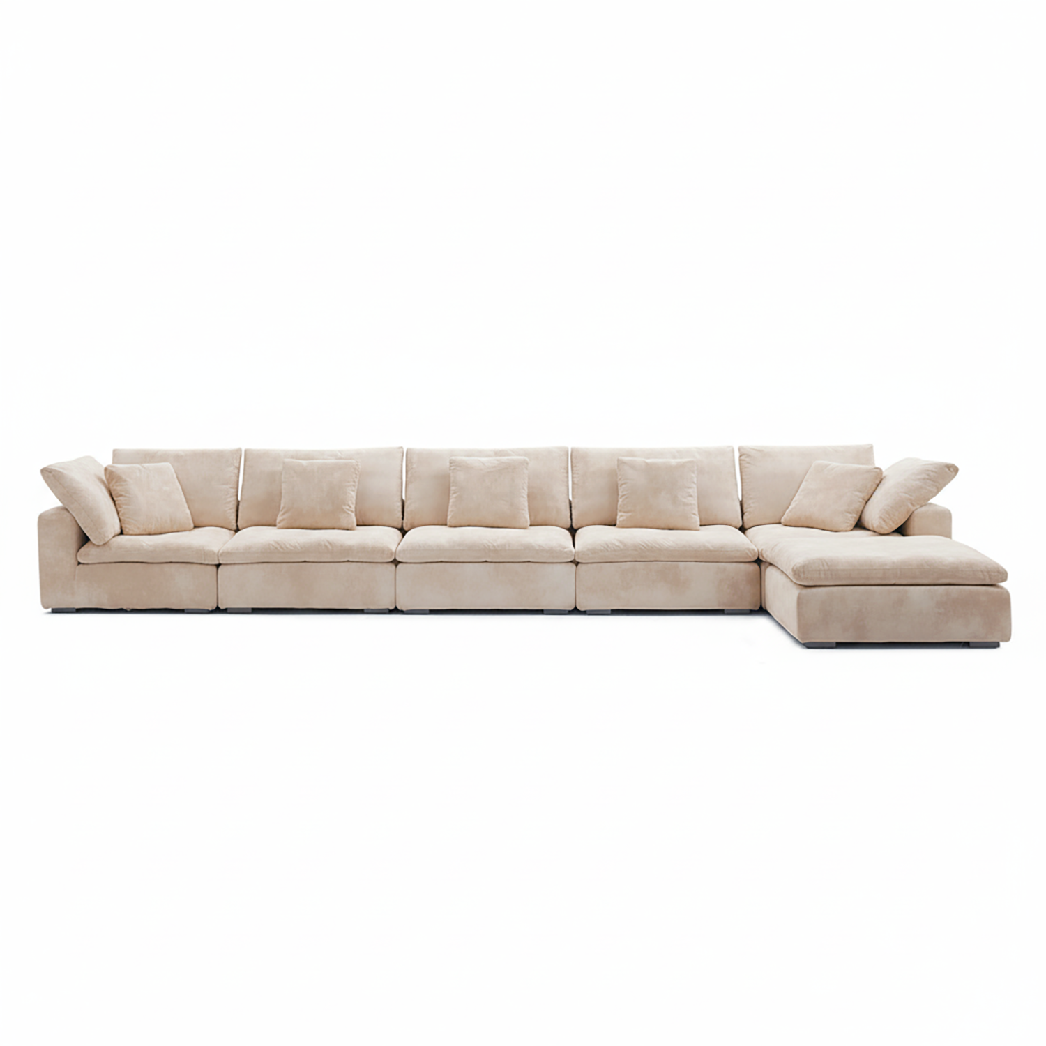 Comfy couch by Mario Capasa, upholstered in soft performance fabric to complement contemporary living room furniture.