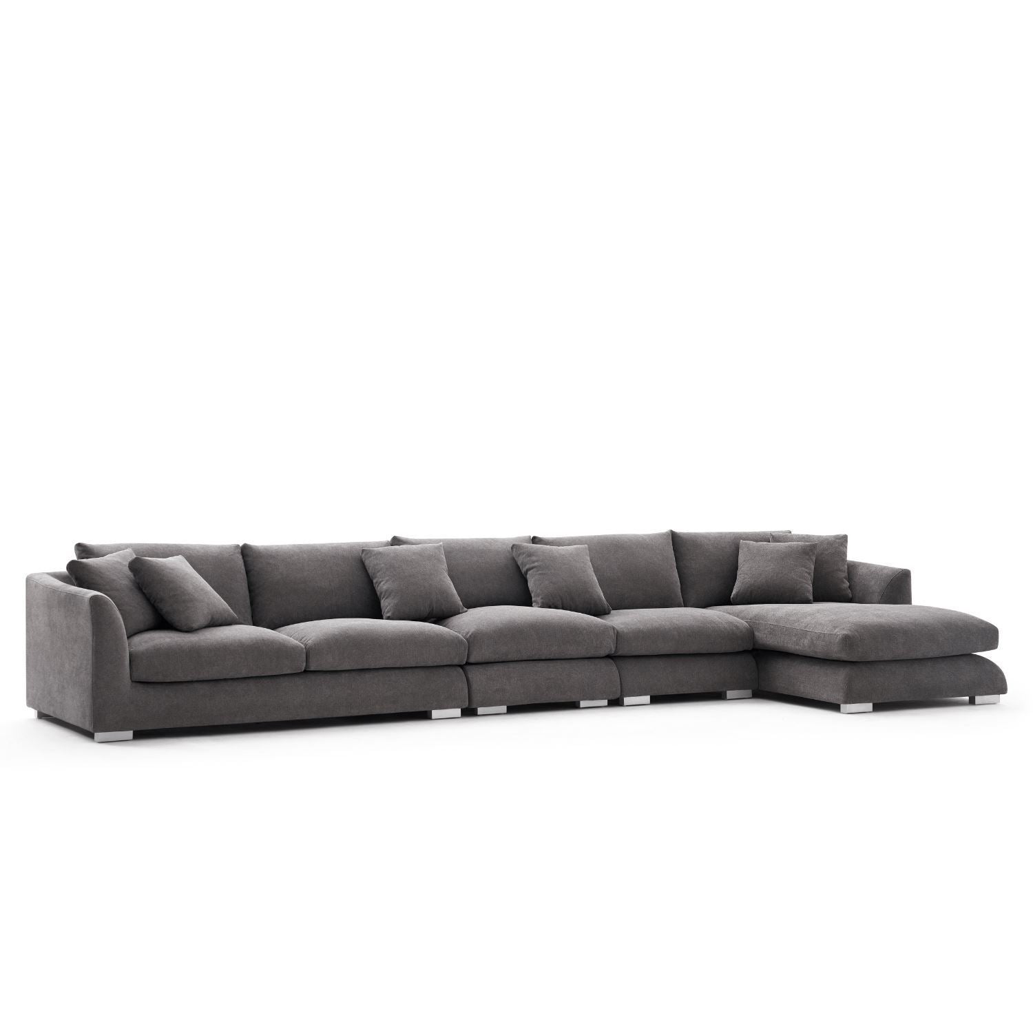 Feathers Sectional Sofa Mario Capasa Grey 170 inch Facing Right