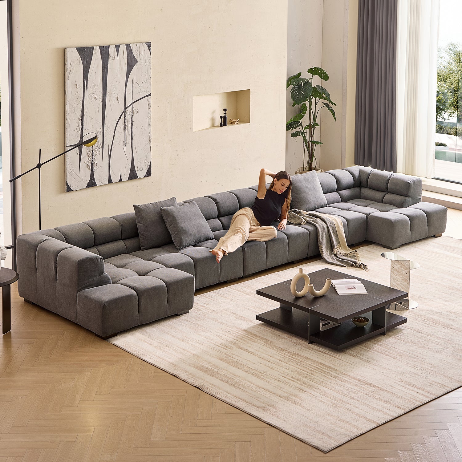 Amora U Sectional High Arm