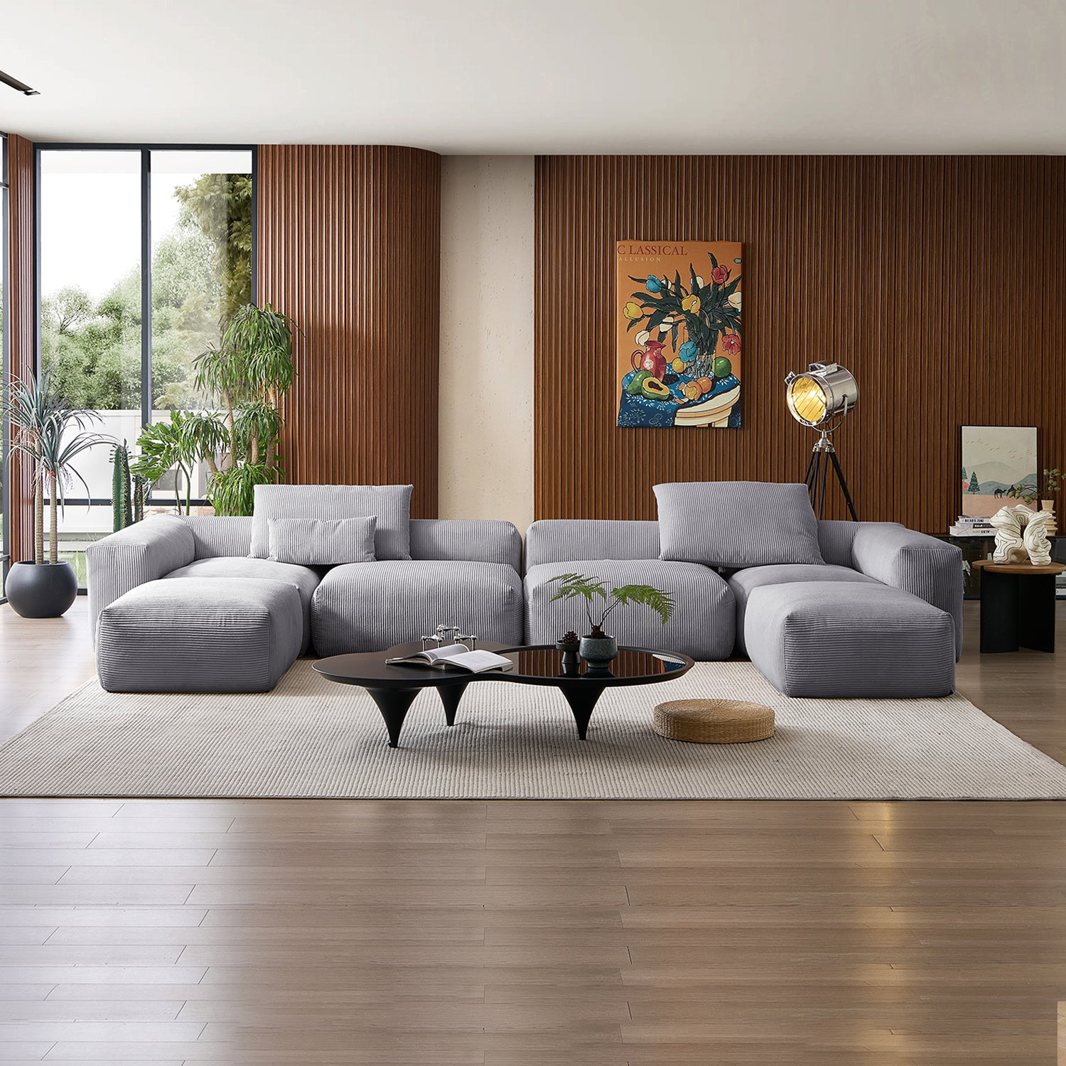 Mellow Extra Deep U Sectional with Ottoman