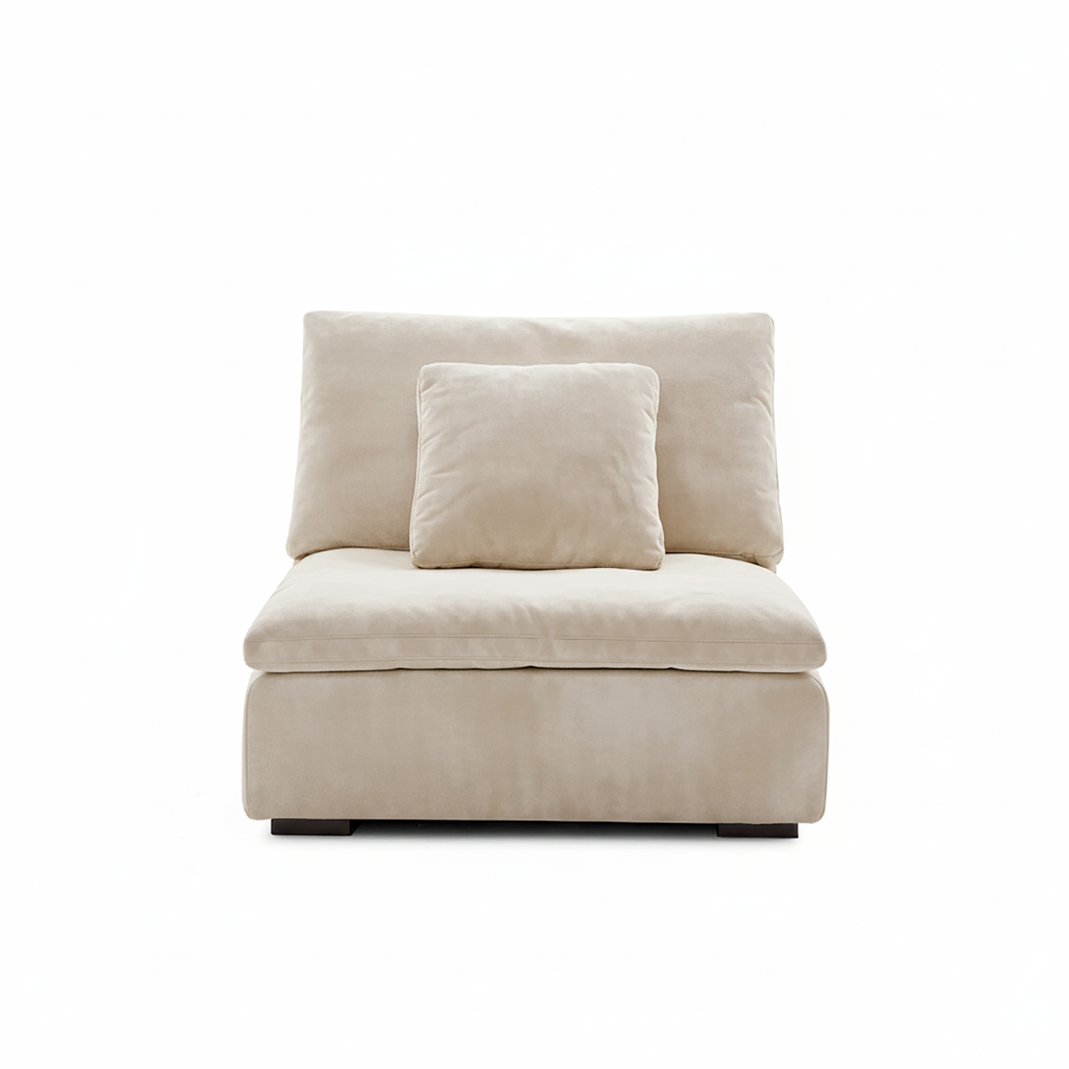 Beige armchair with a pillow on a white background