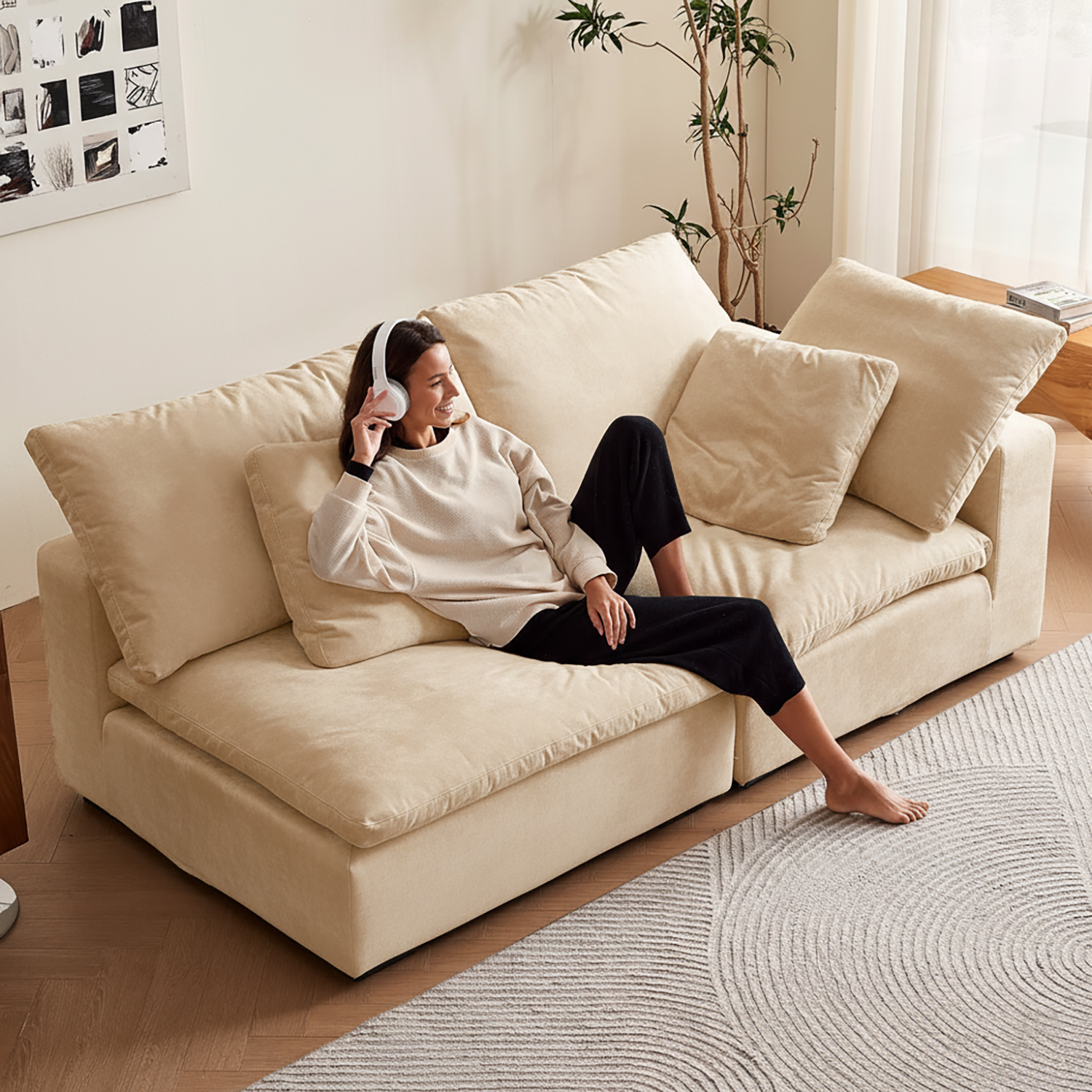 Sectional sofa bed by Mario Capasa, combining functionality with style for multipurpose living room furniture spaces.