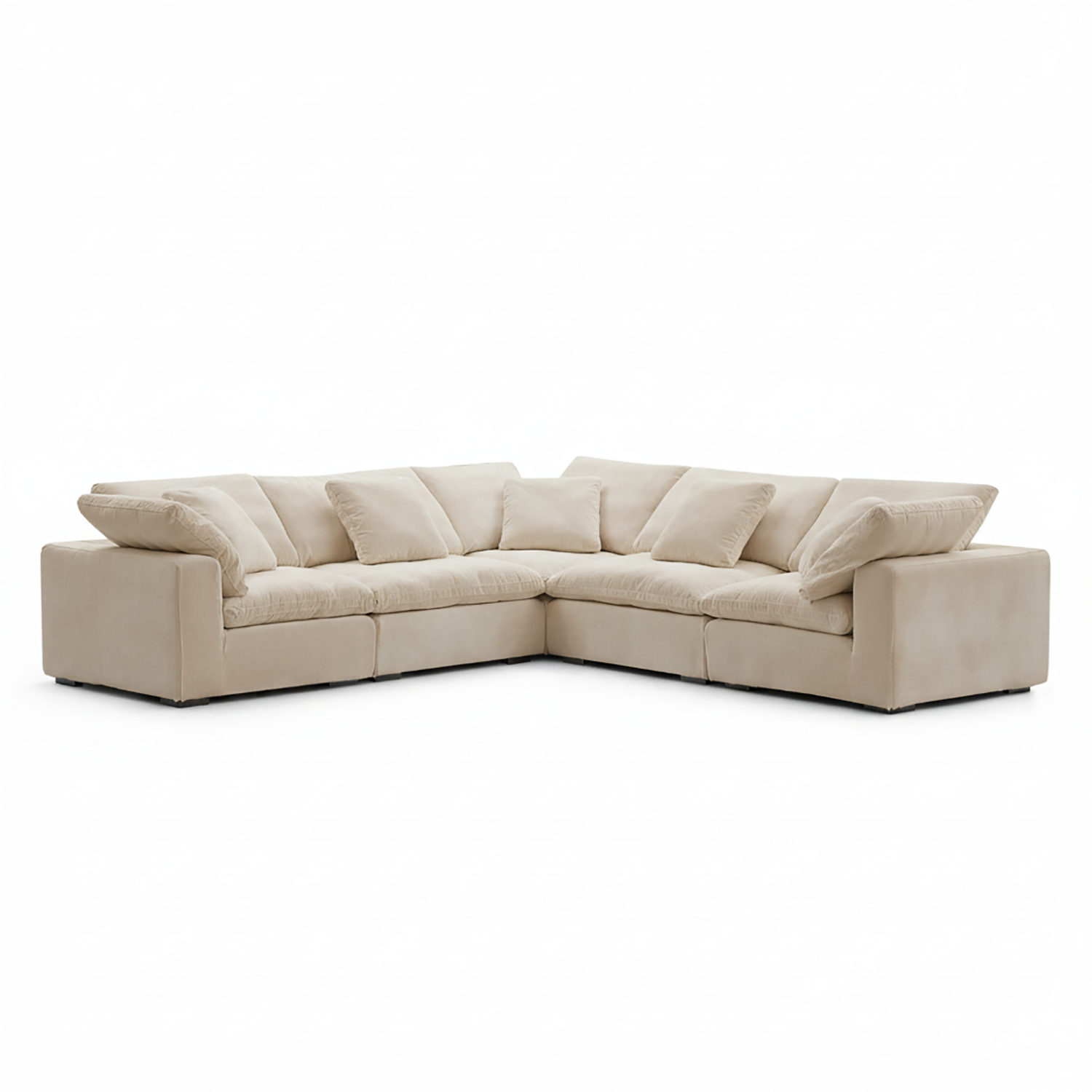 Beige sectional sofa on a white background