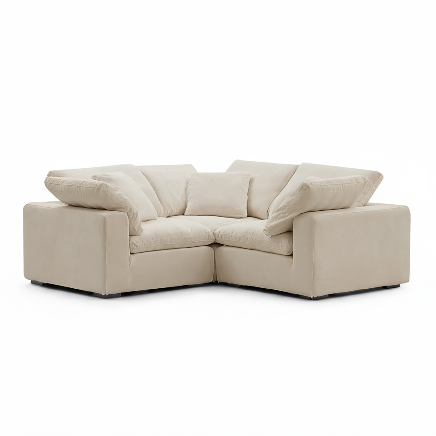 Beige sectional sofa on a white background