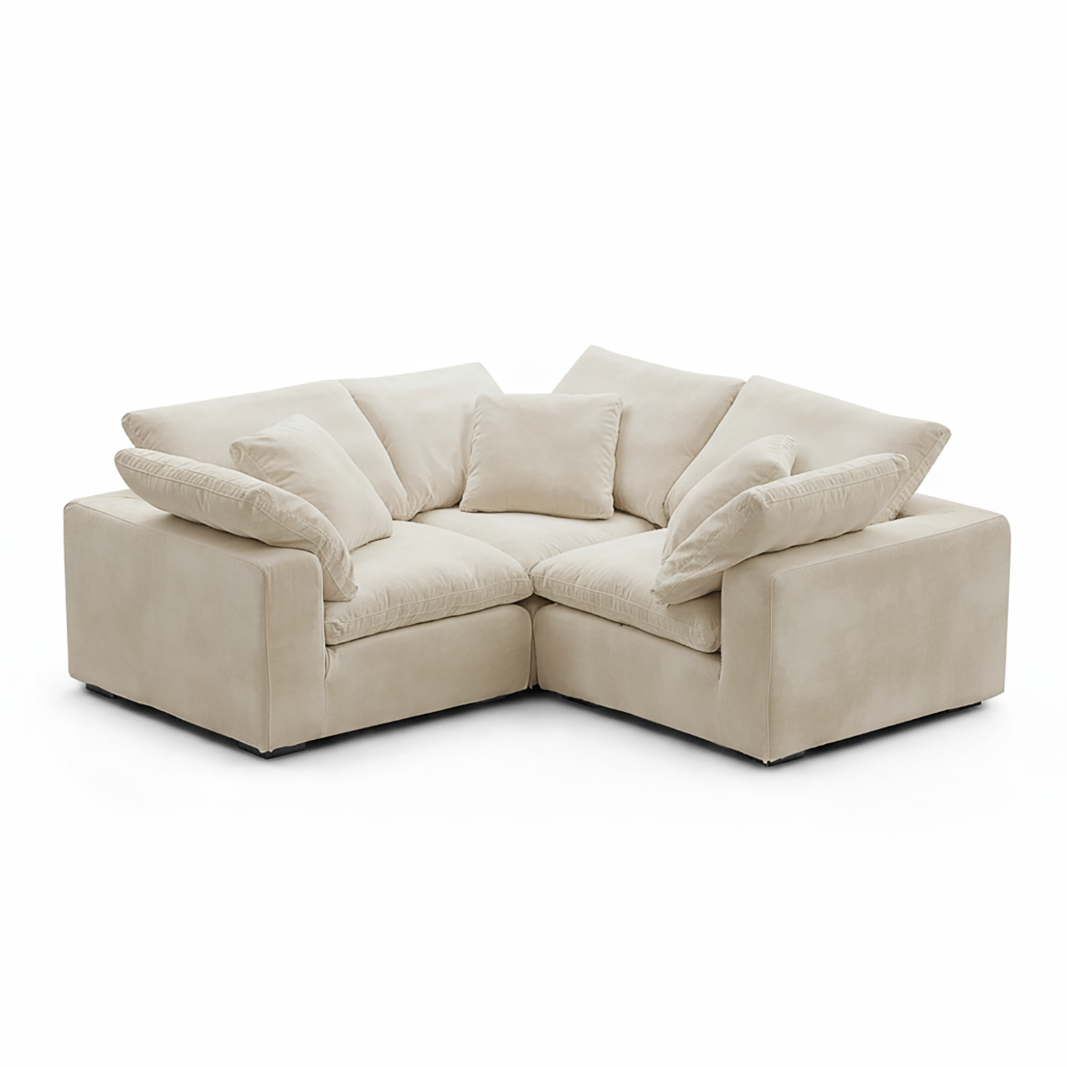 Beige sectional sofa on a white background