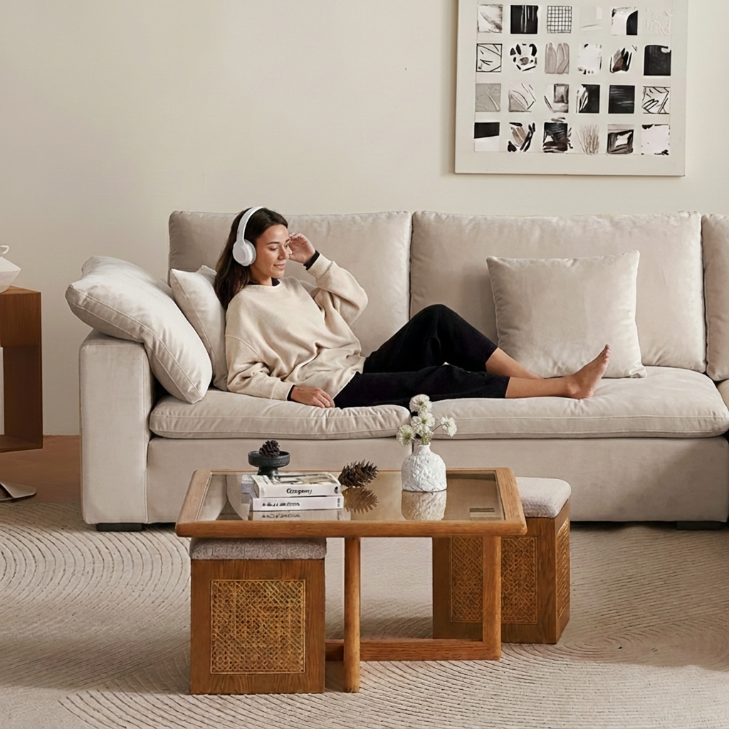 Small sectional couch by Mario Capasa, minimalist modular build ideal for modern apartment furniture.