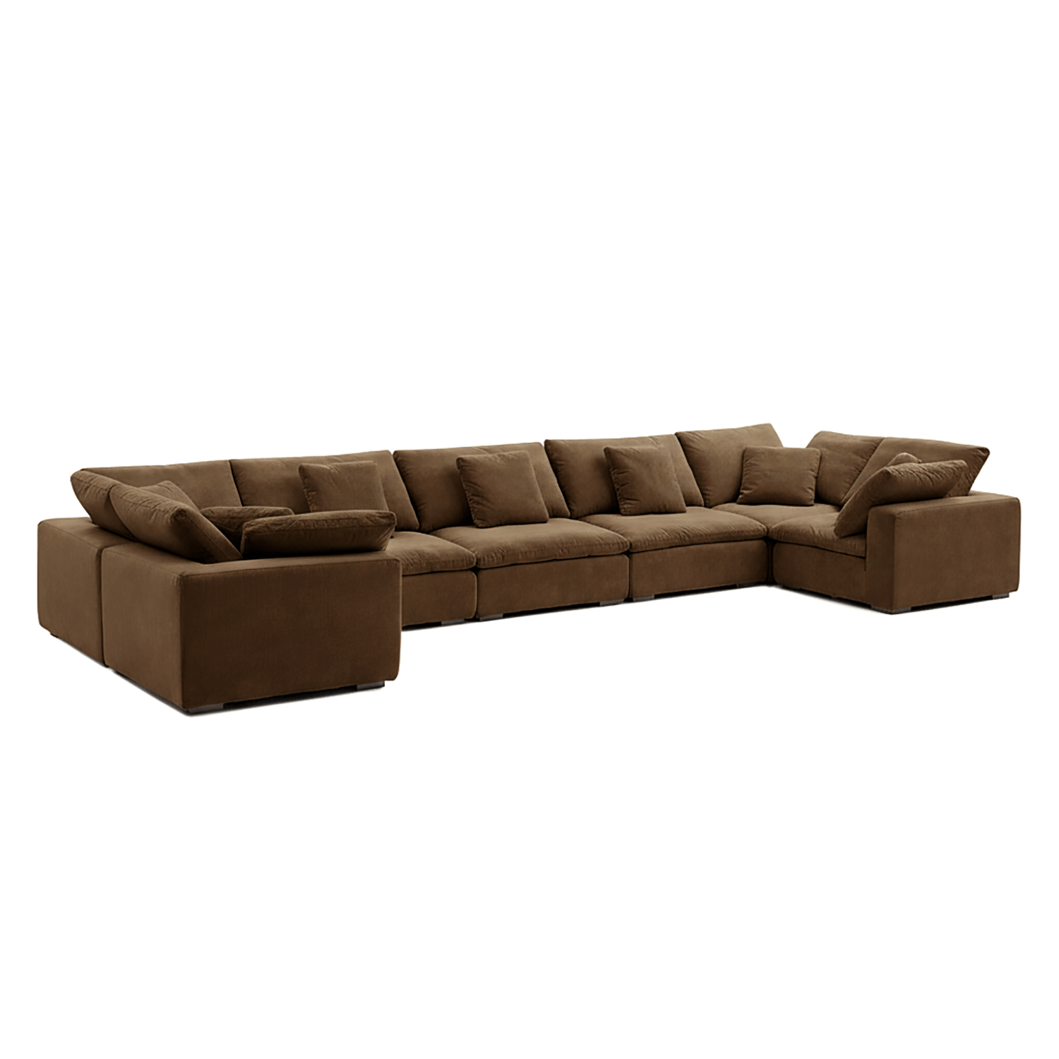 Modular velvet slip covers for sofas in brown palette, crafted for home furniture.