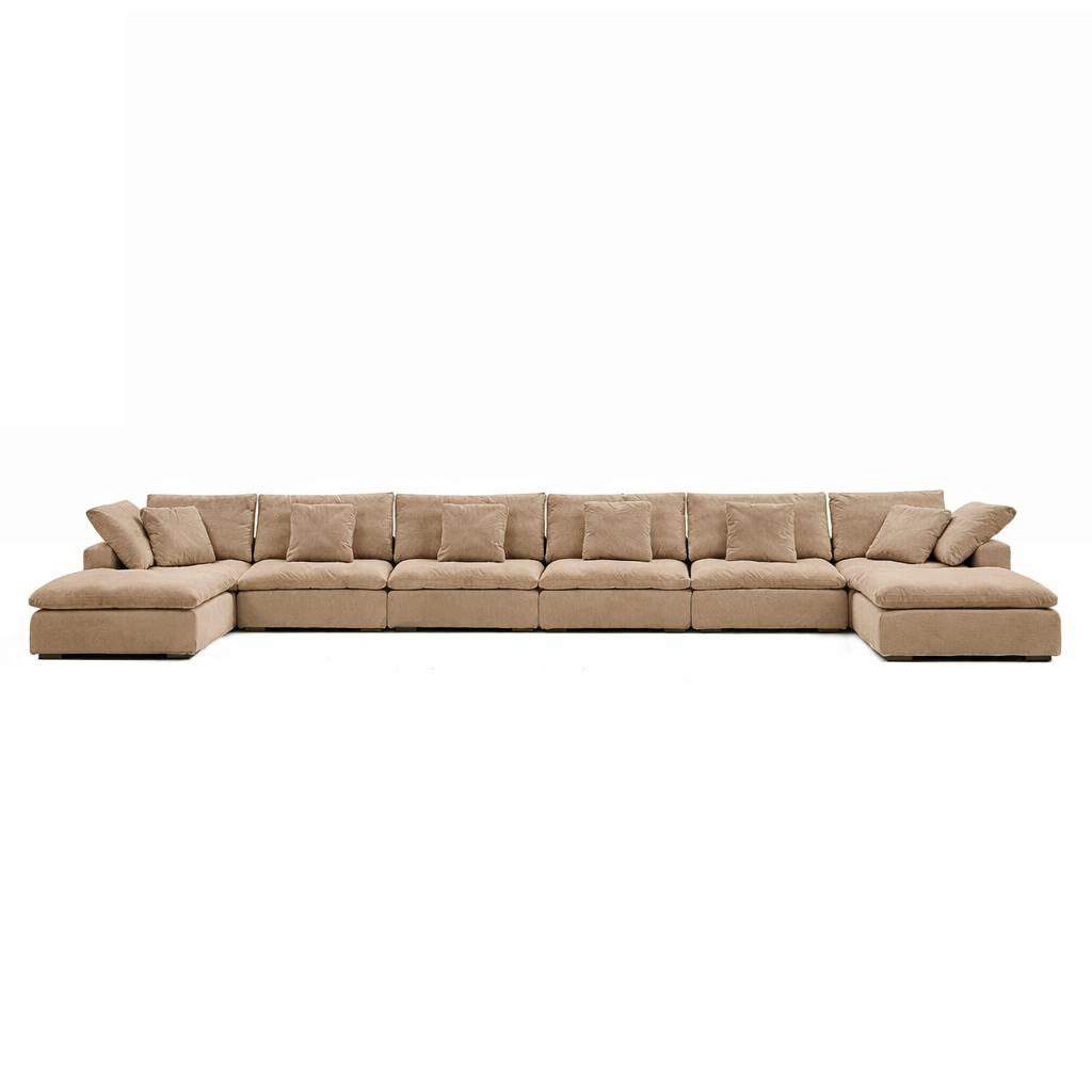 Inviting sofa upholstery fabric in light brown velvet, perfect for modern living furniture.