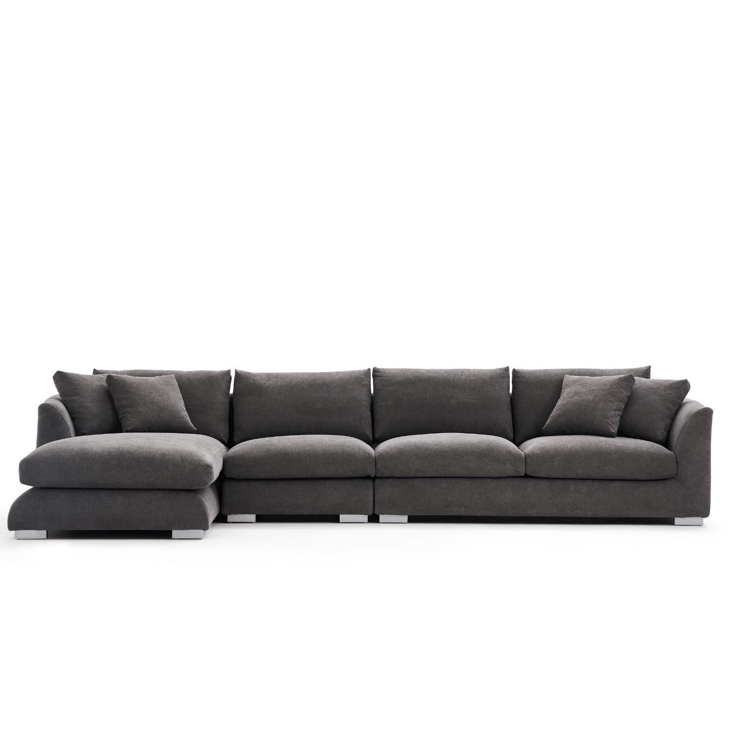 Feathers Sectional Sofa Mario Capasa Grey 142 inch Facing Left