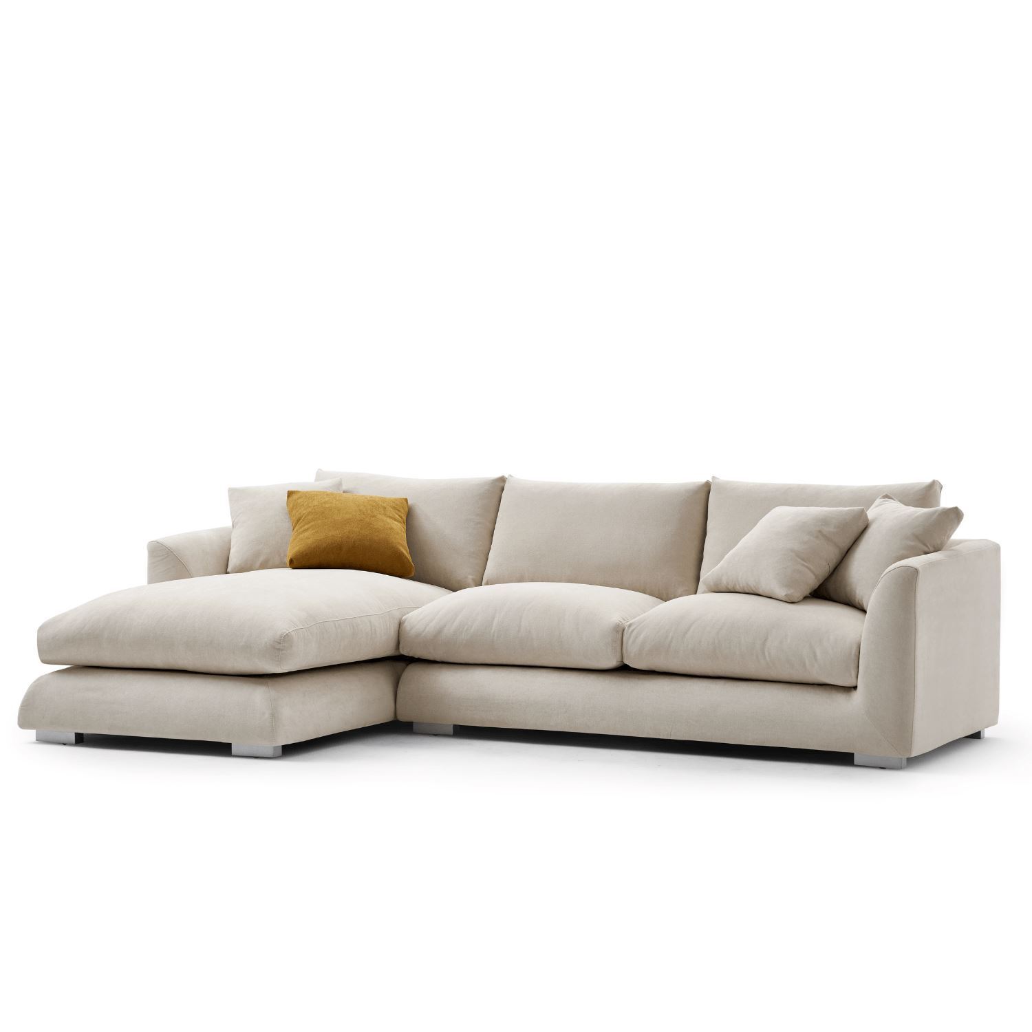 Feathers Sectional Sofa Mario Capasa Beige 88 inch Facing Left