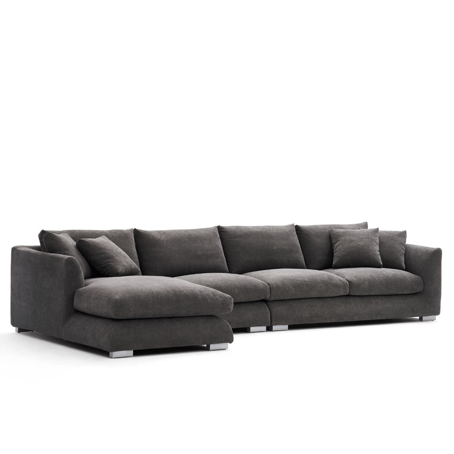 Feathers Sectional Sofa Mario Capasa Grey 142 inch Facing Left