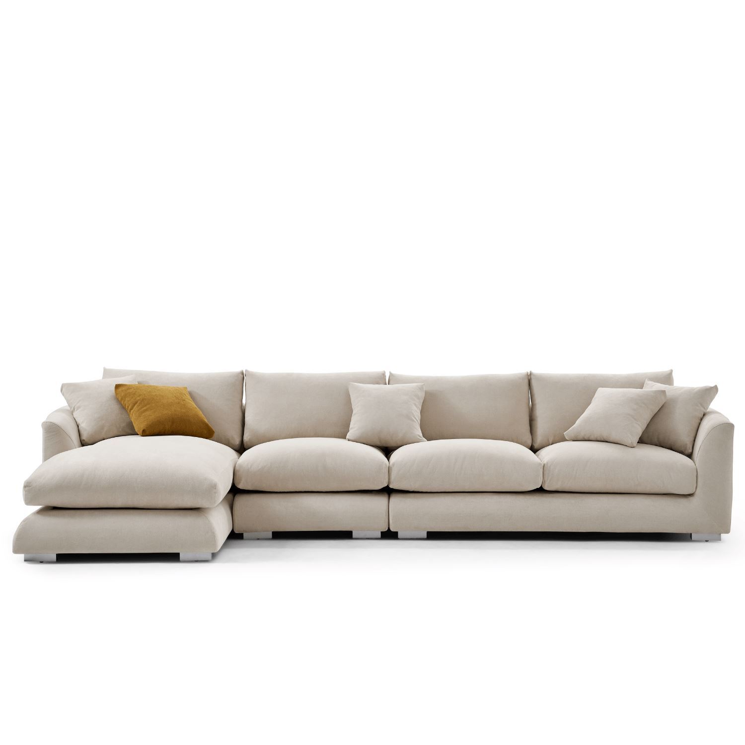 Feathers Sectional Sofa Mario Capasa Beige 110 inch Facing Left