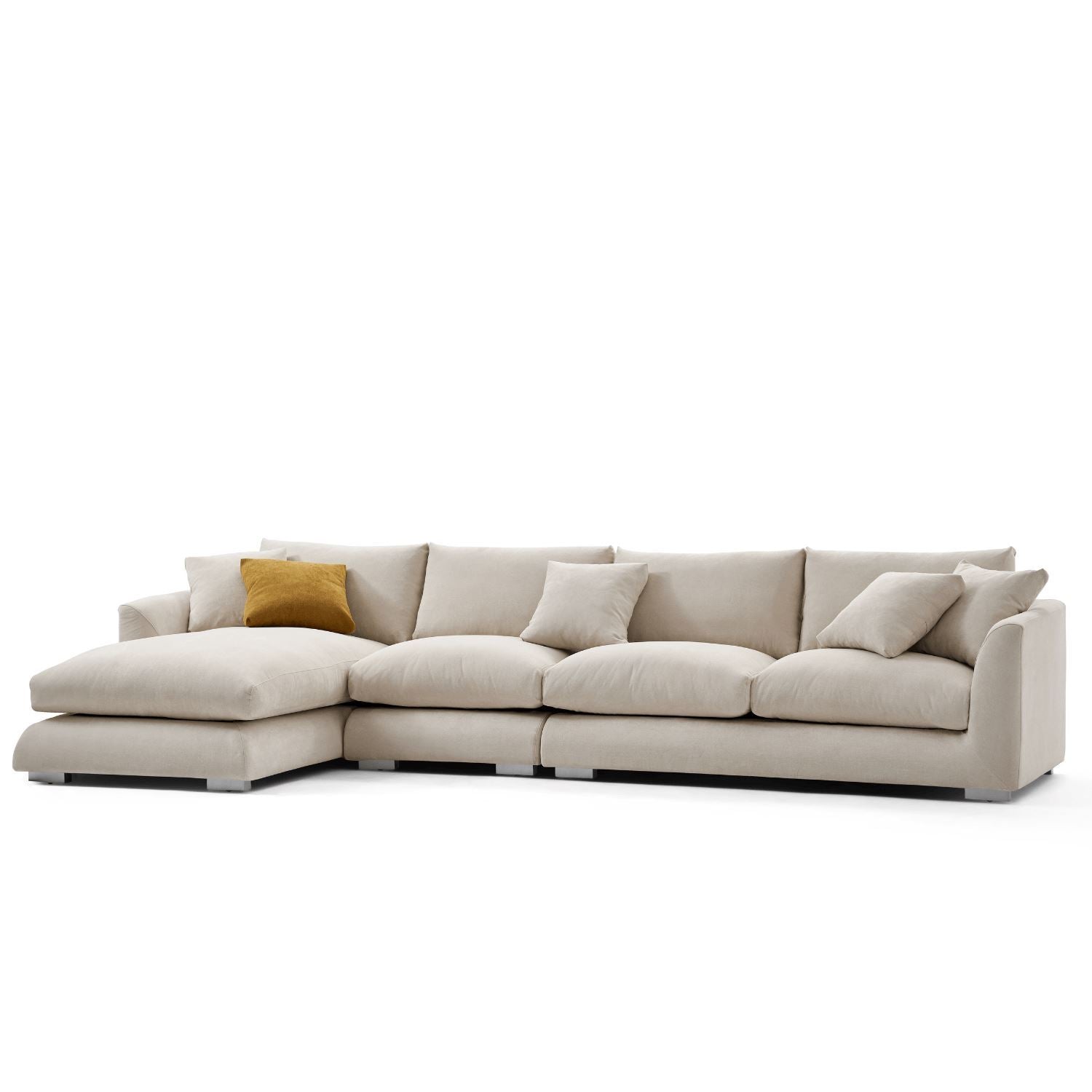 Feathers Sectional Sofa Mario Capasa Beige 110 inch Facing Left