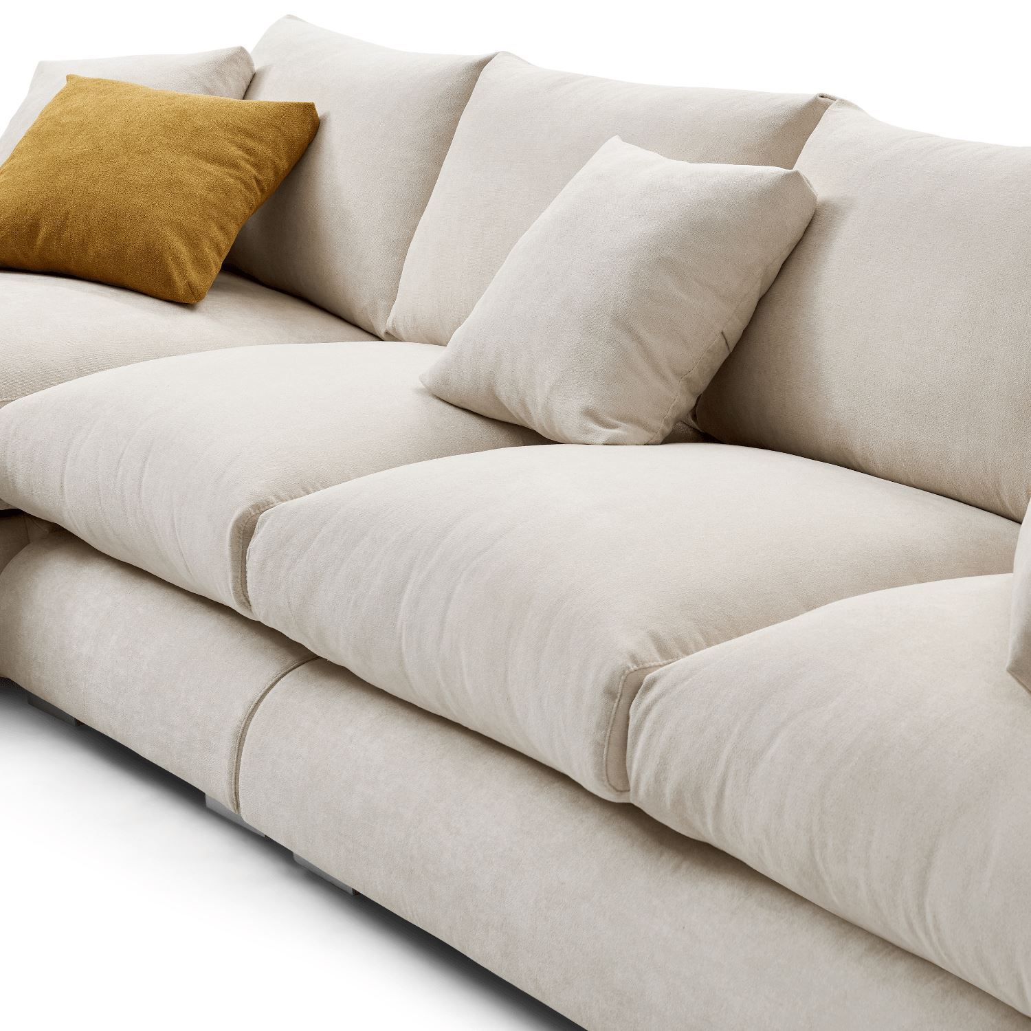 Feathers Sectional Sofa Mario Capasa Beige 110 inch Facing Left