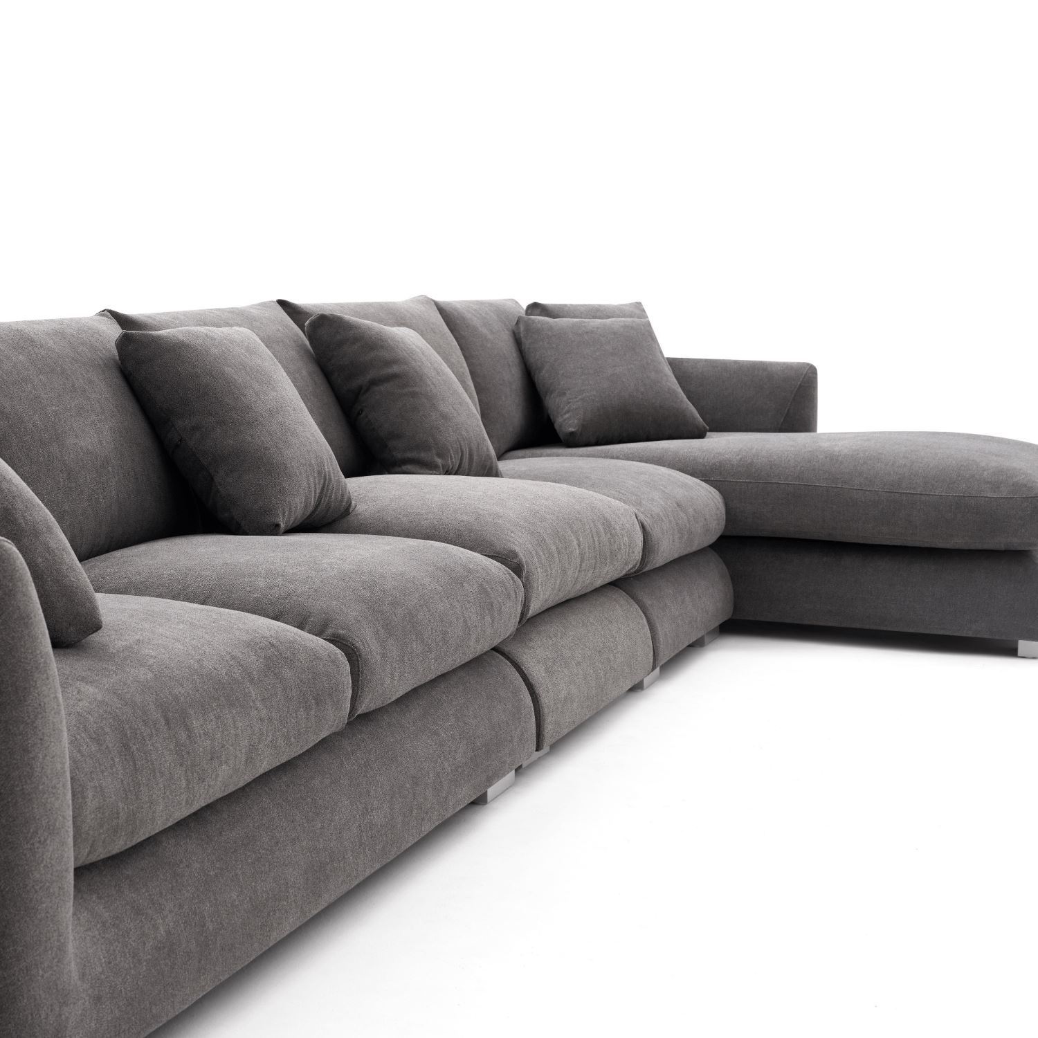  Feathers Sectional Sofa Mario Capasa Grey 170 inch Facing Right