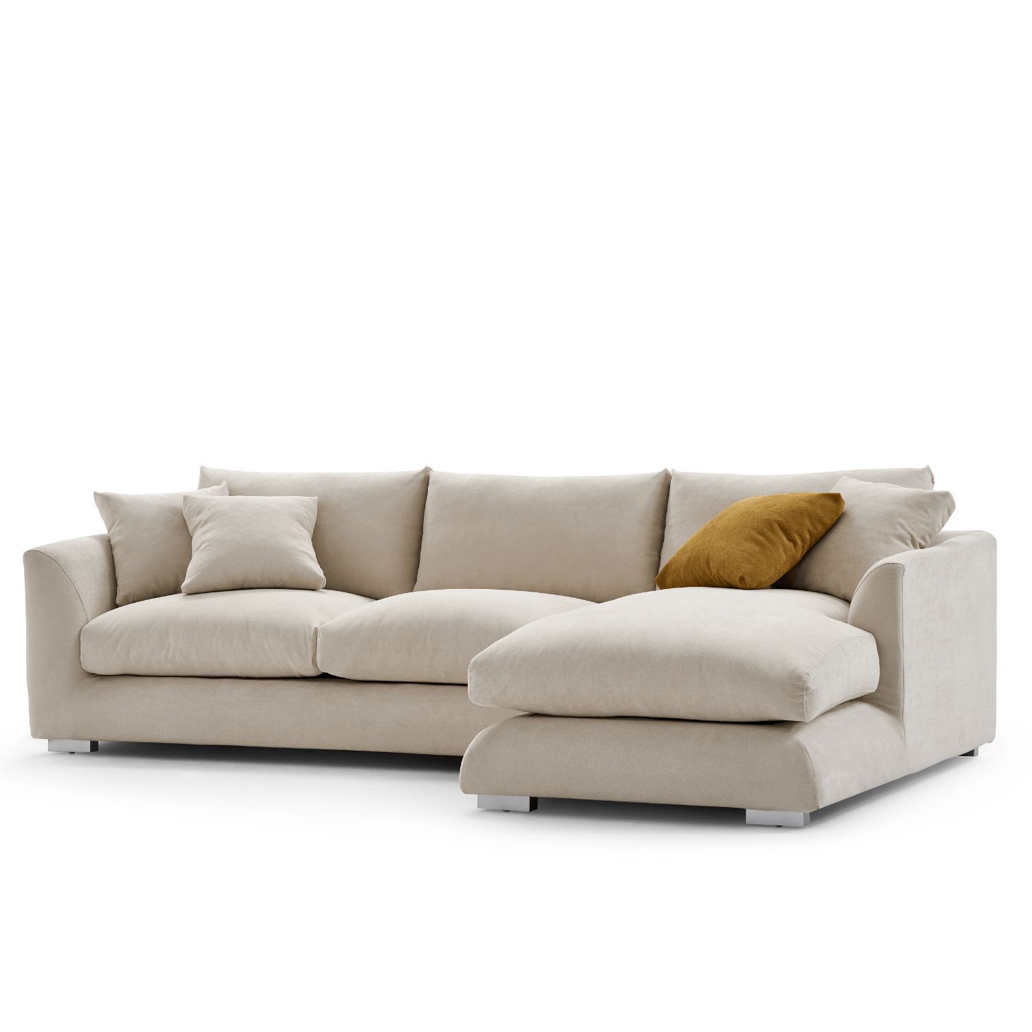 Feathers Sectional Sofa Mario Capasa Beige 88 inch Facing Right