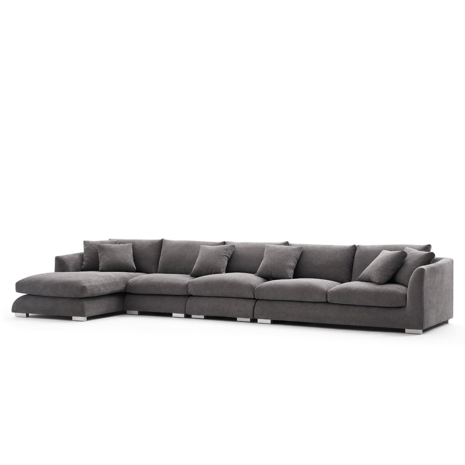 Feathers Sectional Sofa Mario Capasa Grey 170 inch Facing Left