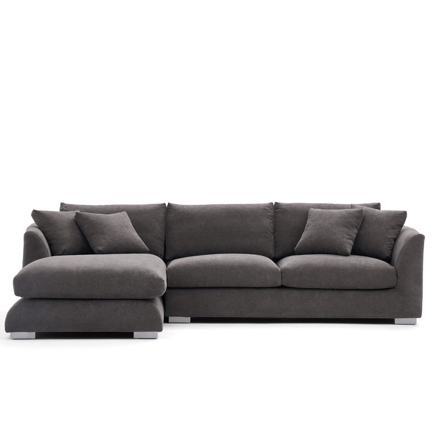 Feathers Sectional Sofa Mario Capasa Grey 88 inch Facing Left