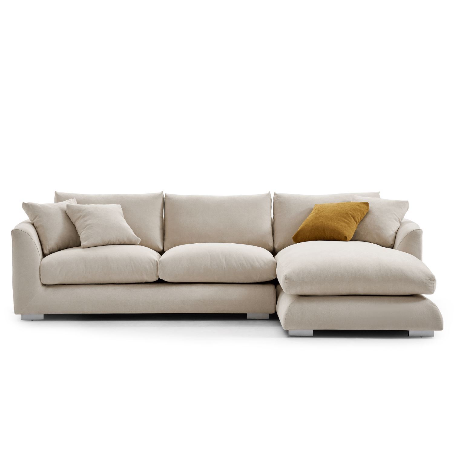 Feathers Sectional Sofa Mario Capasa Beige 88 inch Facing Right