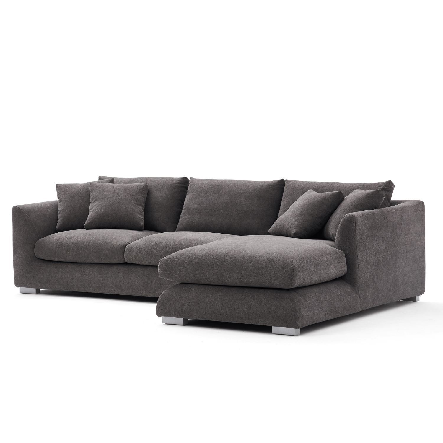 Feathers Sectional Sofa Mario Capasa Grey 88 inch Facing Right