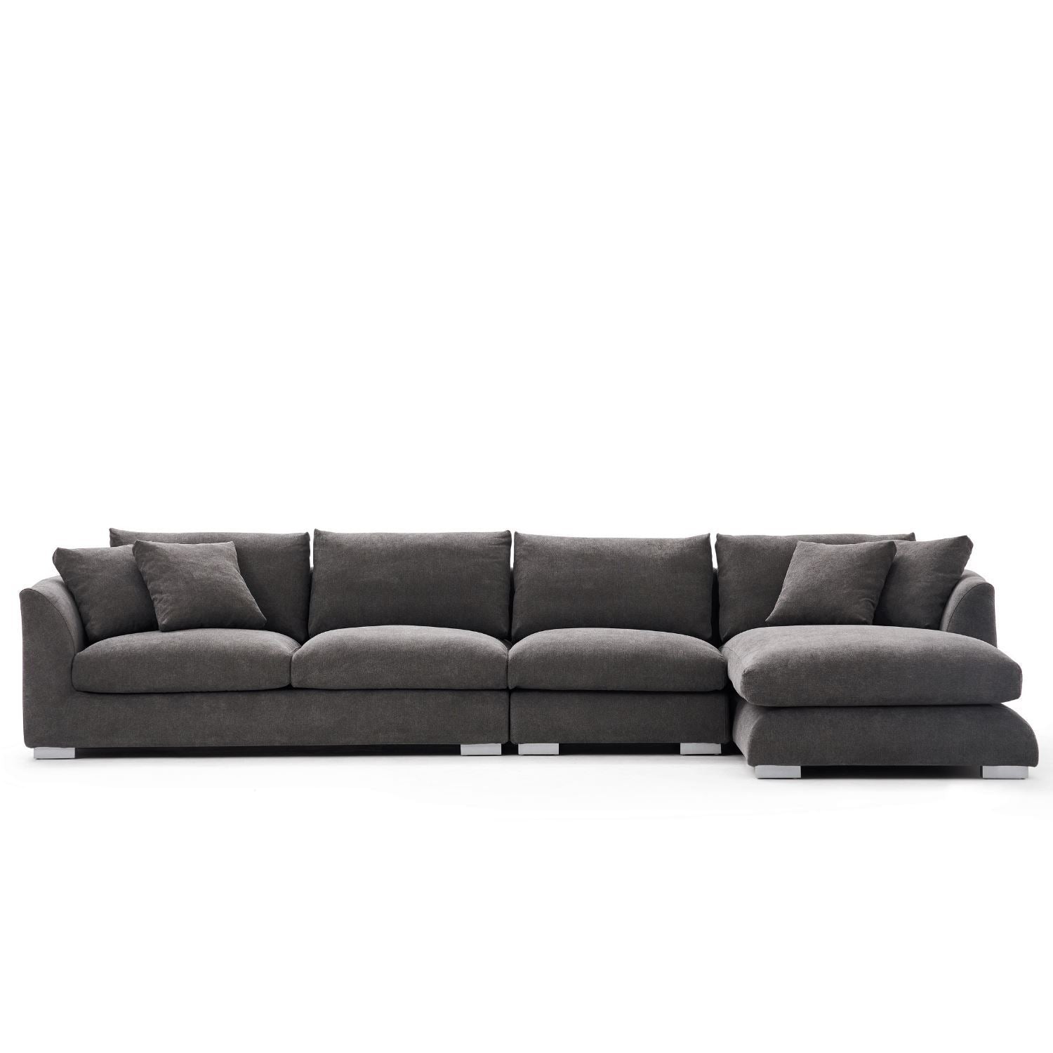 Feathers Sectional Sofa Mario Capasa Grey 110 inch Facing Right