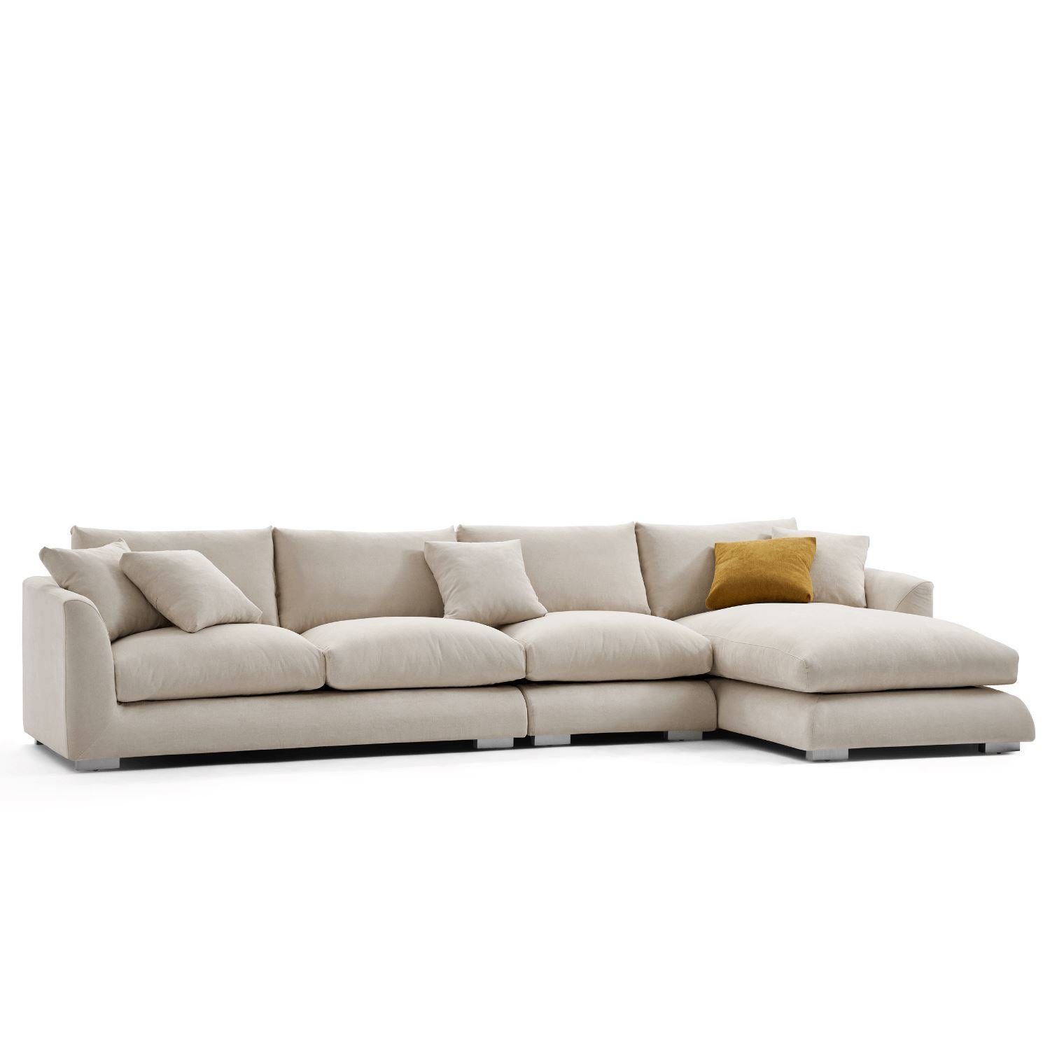 Feathers Sectional Sofa Mario Capasa Beige 110 inch Facing Right