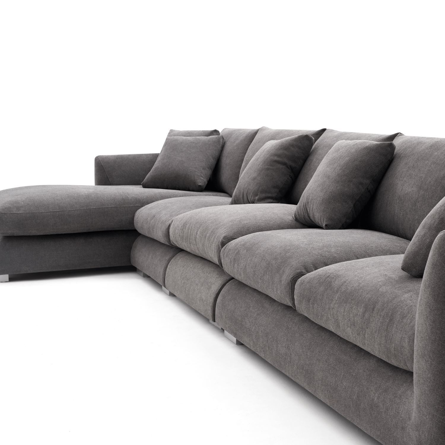 Feathers Sectional Sofa Mario Capasa Grey 170 inch Facing Left