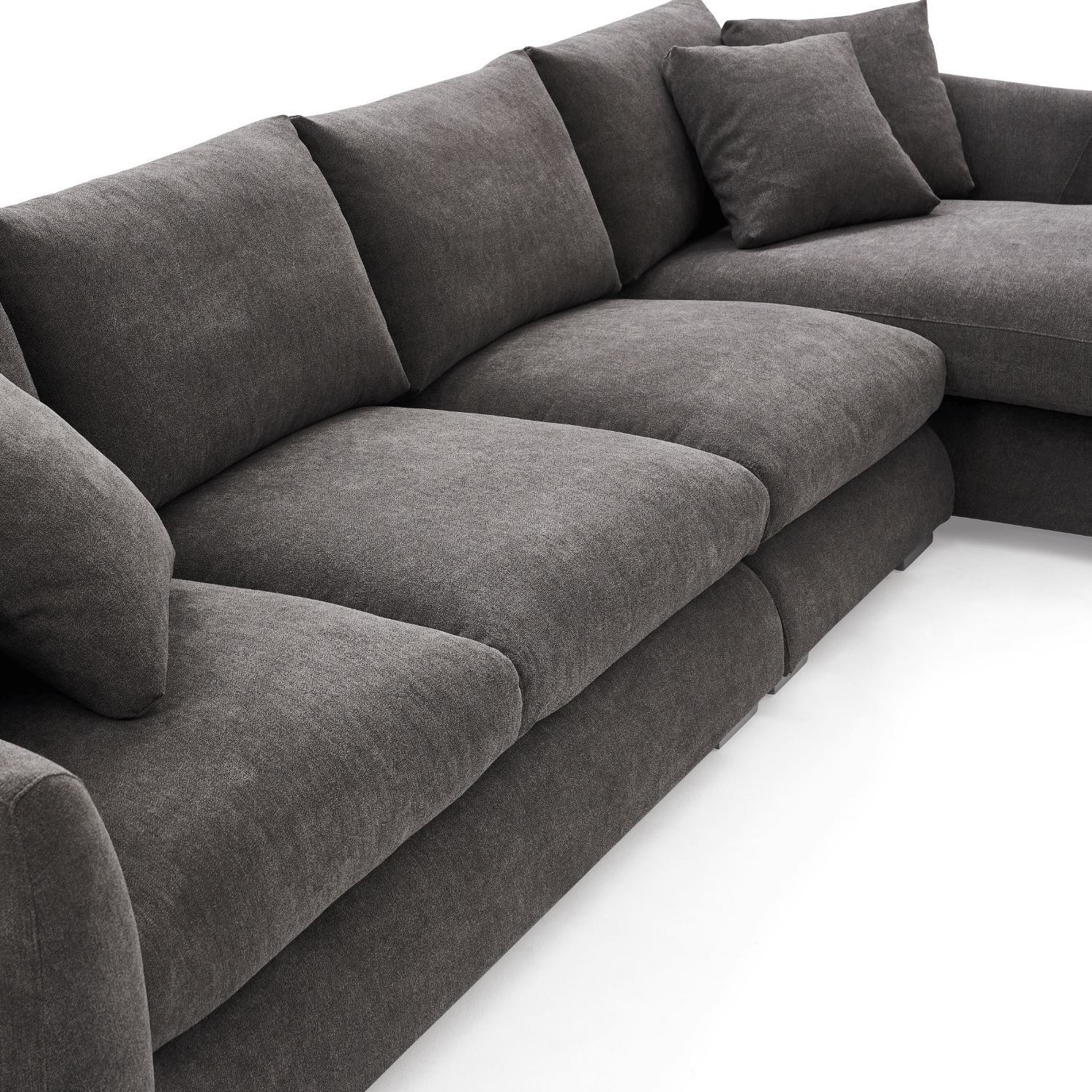 Feathers Sectional Sofa Mario Capasa Grey 110 inch Facing Right