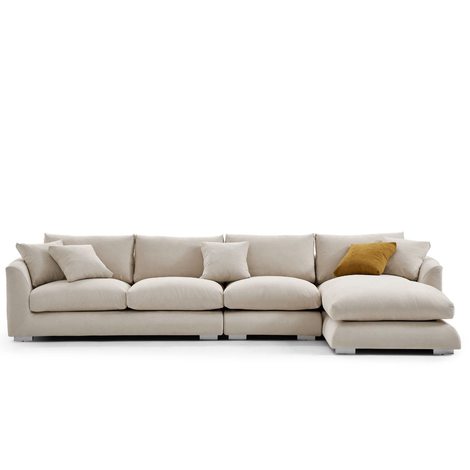 Feathers Sectional Sofa Mario Capasa Beige 142 inch Facing Right