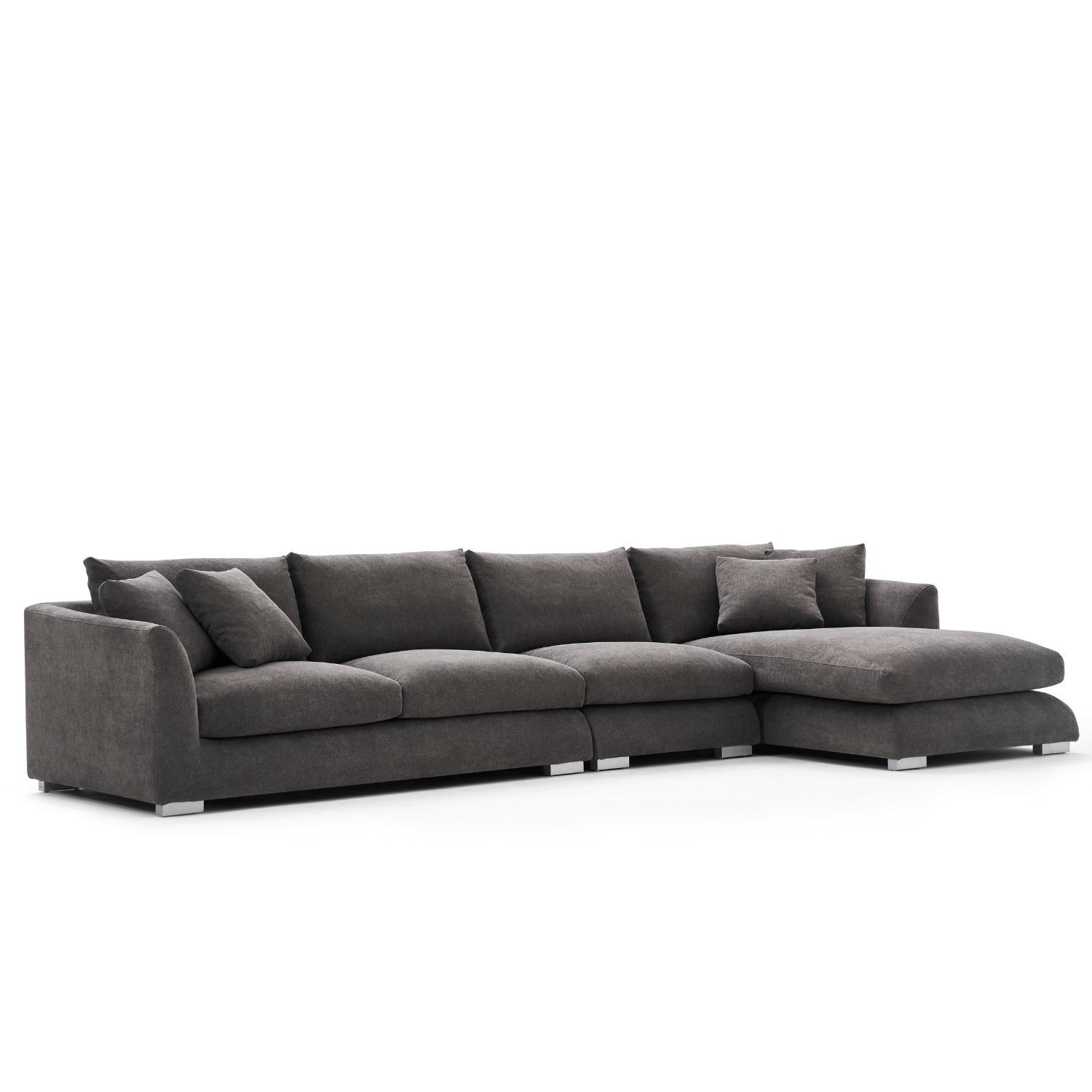 Feathers Sectional Sofa Mario Capasa Grey 110 inch Facing Right